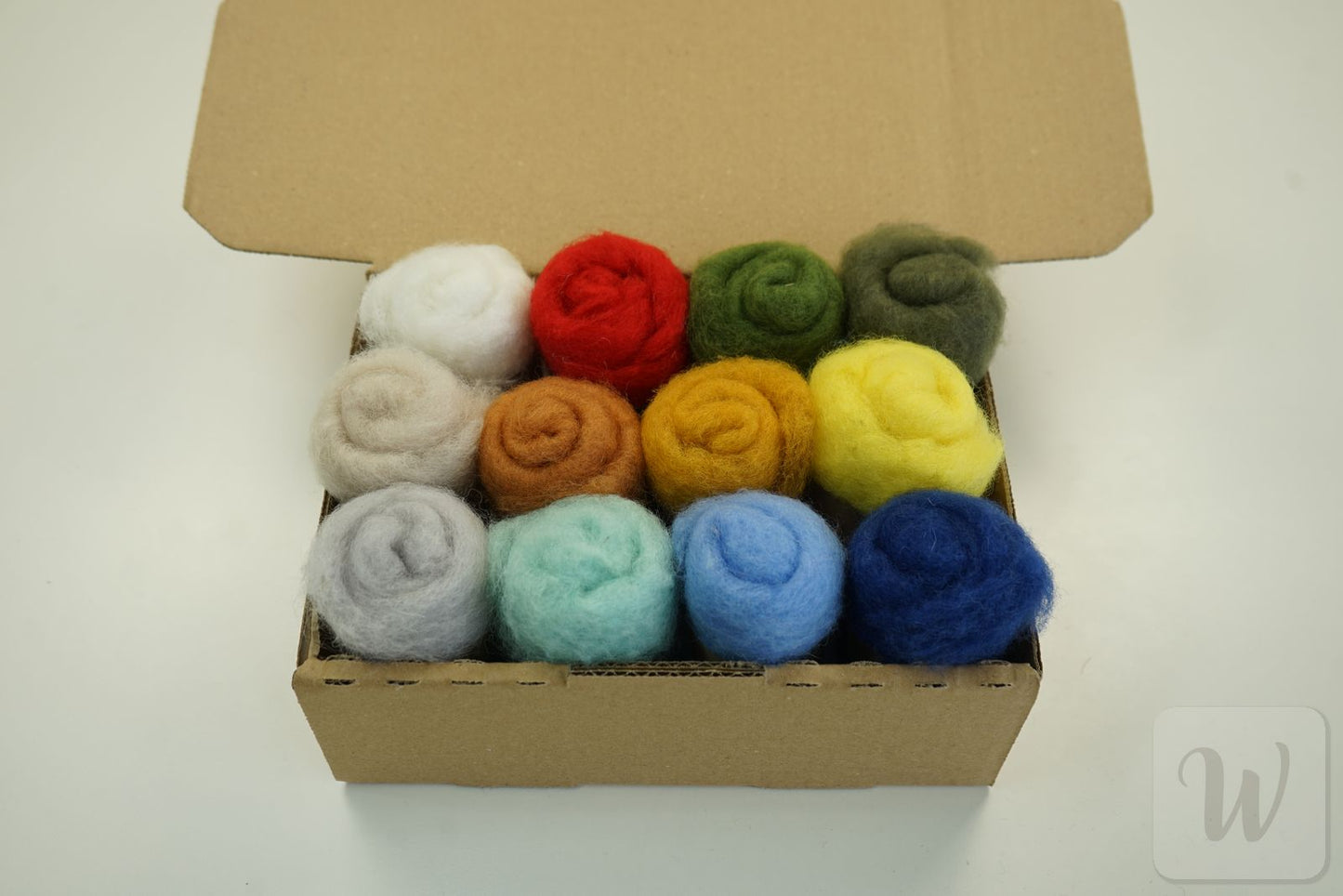 Carded Maori Felting Wool 12 Colours Set – Vivid Mix / for needle and wet felting, DHG