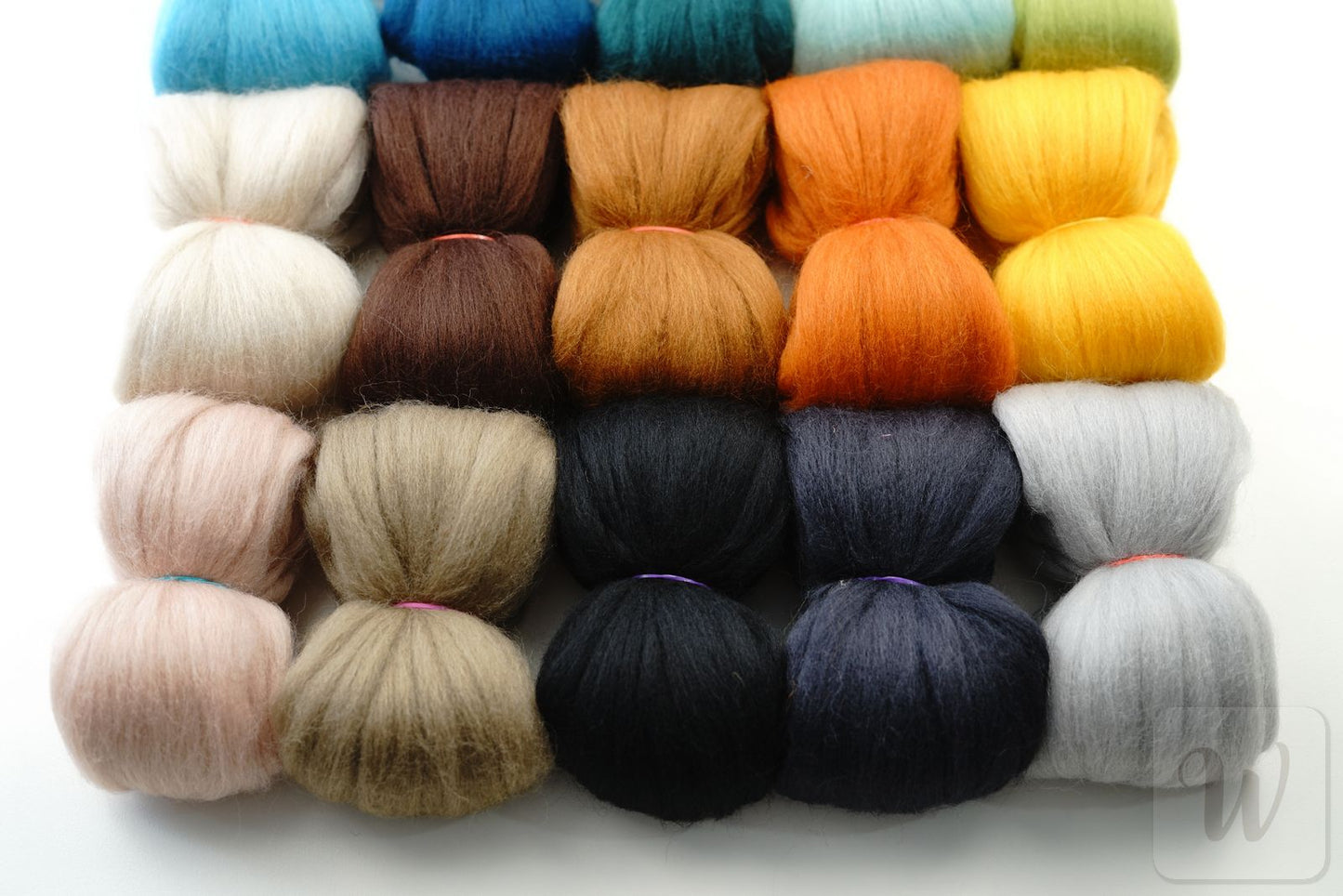 Corriedale Wool Tops Set 20 Colours - Fall Mix / bright and soft wool for needle and wet felting and spinning / 27 microns / long staple / DHG