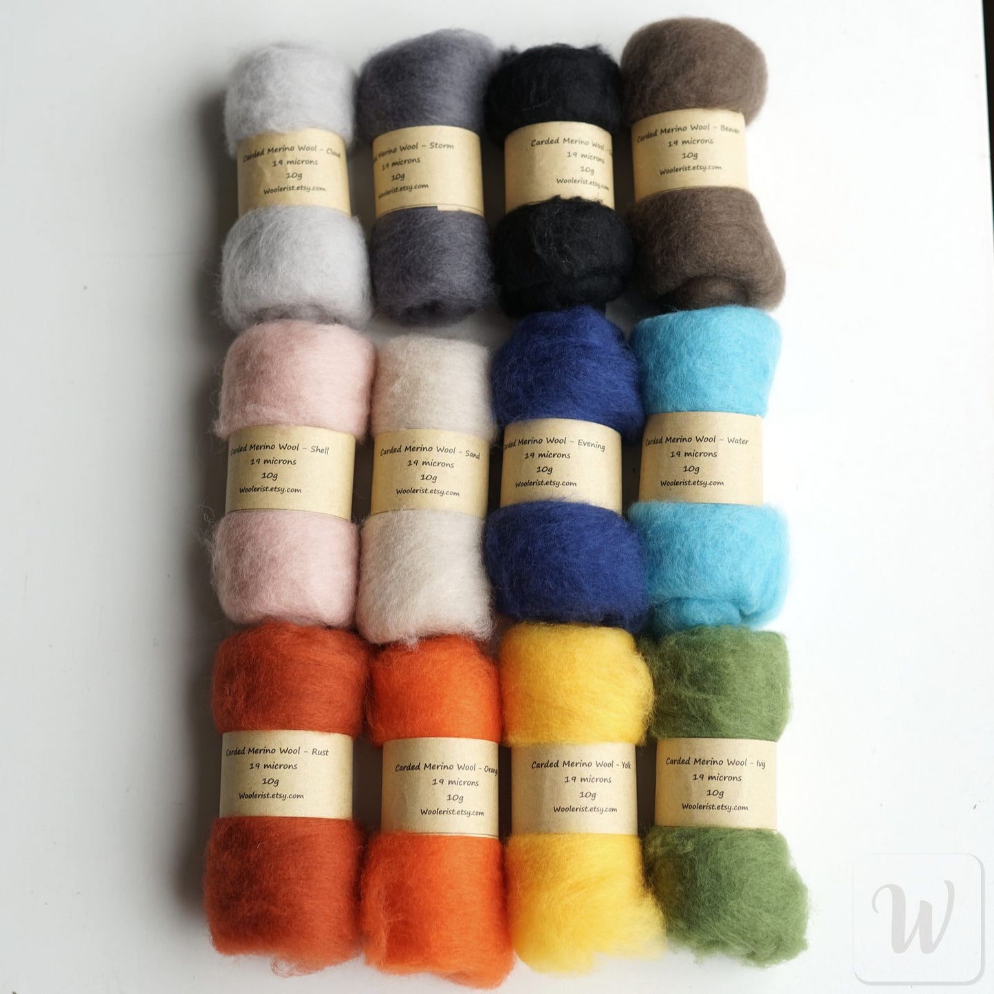Extra Fine Merino 12 Colours Wool Set / Super Soft Carded Felting Wool / 19 microns / Perfect for Delicate and Detailed felting / DHG