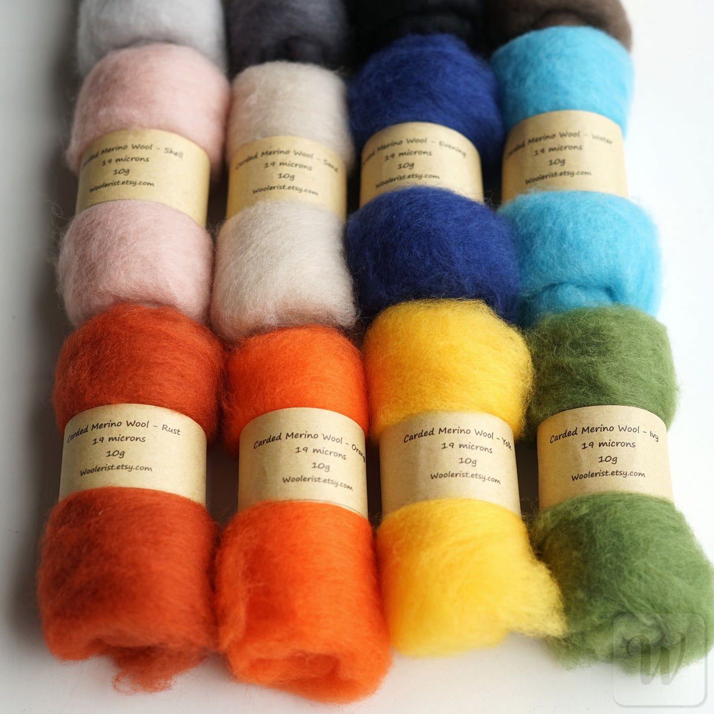 Extra Fine Merino 12 Colours Wool Set / Super Soft Carded Felting Wool / 19 microns / Perfect for Delicate and Detailed felting / DHG