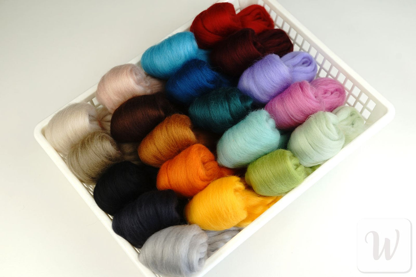 Corriedale Wool Tops Set 20 Colours - Fall Mix / bright and soft wool for needle and wet felting and spinning / 27 microns / long staple / DHG