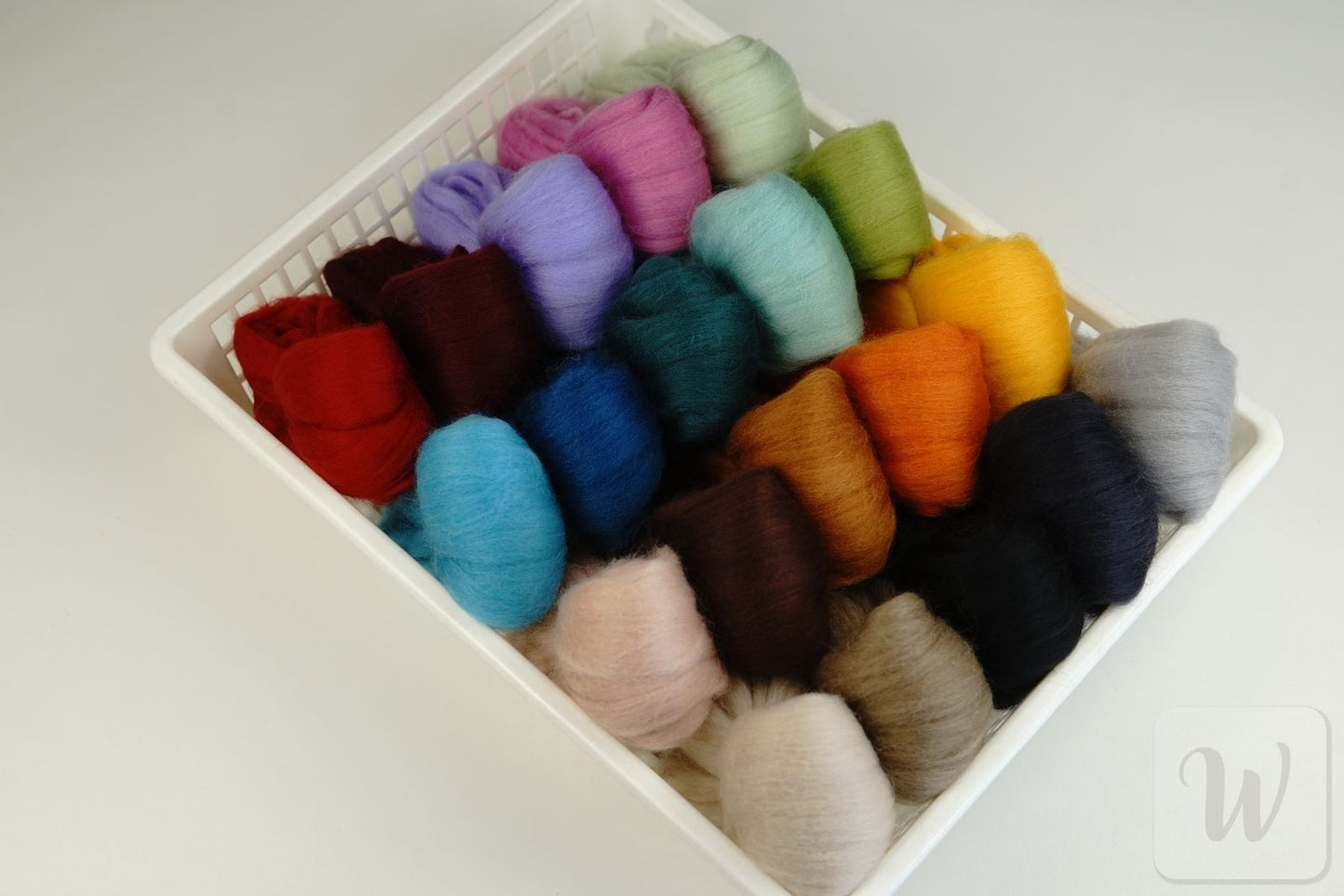 Corriedale Wool Tops Set 20 Colours - Fall Mix / bright and soft wool for needle and wet felting and spinning / 27 microns / long staple / DHG