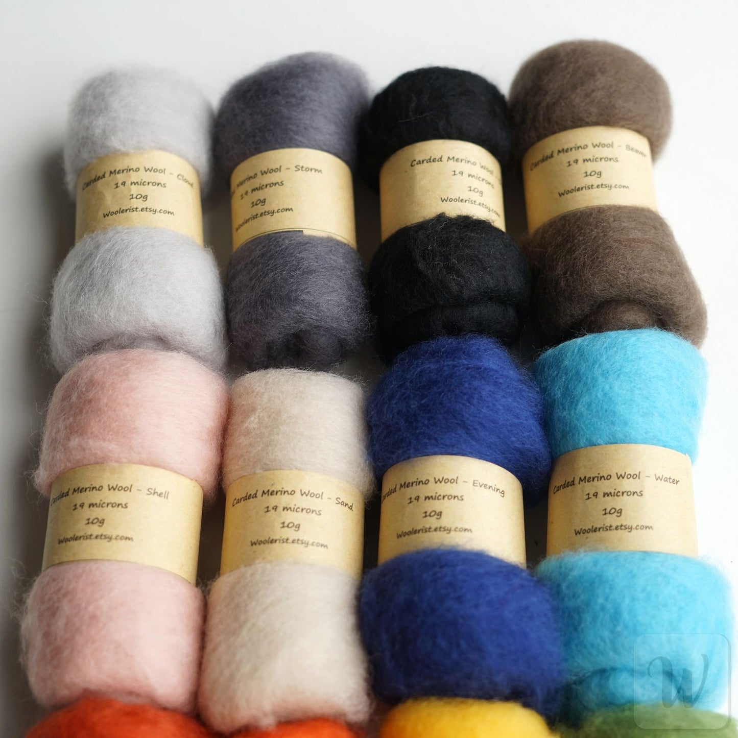 Extra Fine Merino 12 Colours Wool Set / Super Soft Carded Felting Wool / 19 microns / Perfect for Delicate and Detailed felting / DHG