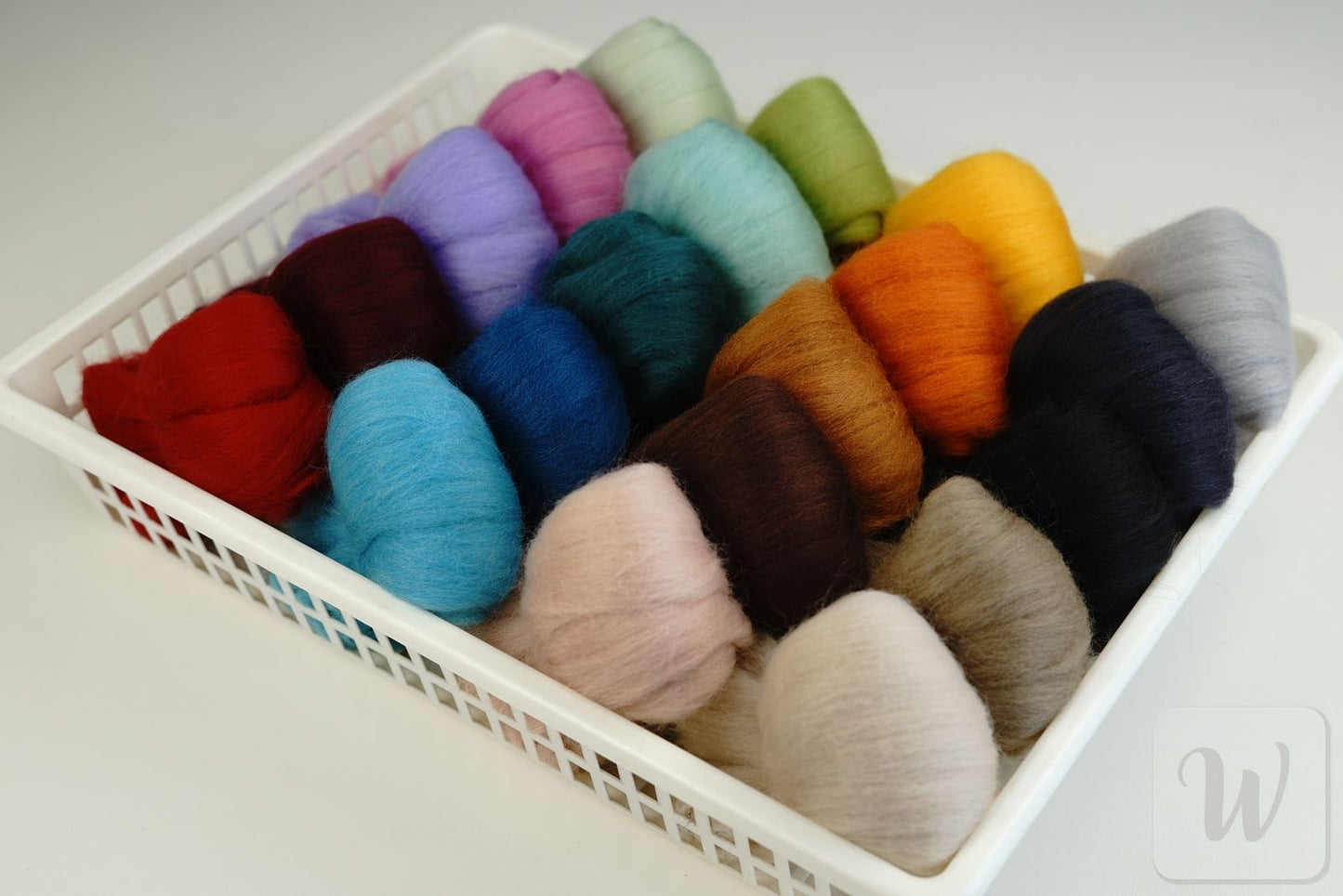 Corriedale Wool Tops Set 20 Colours - Fall Mix / bright and soft wool for needle and wet felting and spinning / 27 microns / long staple / DHG