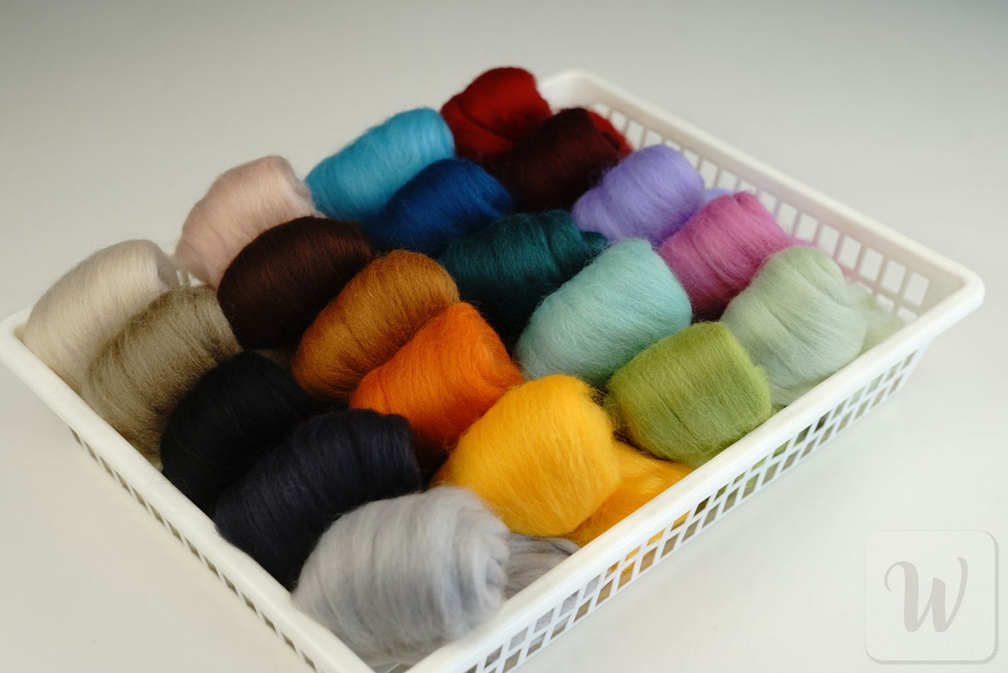 Corriedale Wool Tops Set 20 Colours - Fall Mix / bright and soft wool for needle and wet felting and spinning / 27 microns / long staple / DHG