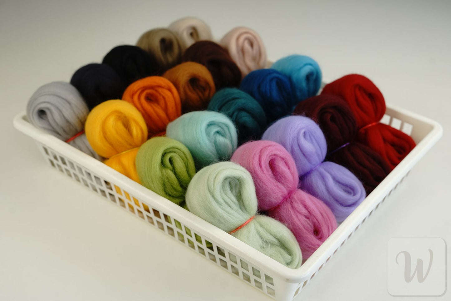 Corriedale Wool Tops Set 20 Colours - Fall Mix / bright and soft wool for needle and wet felting and spinning / 27 microns / long staple / DHG