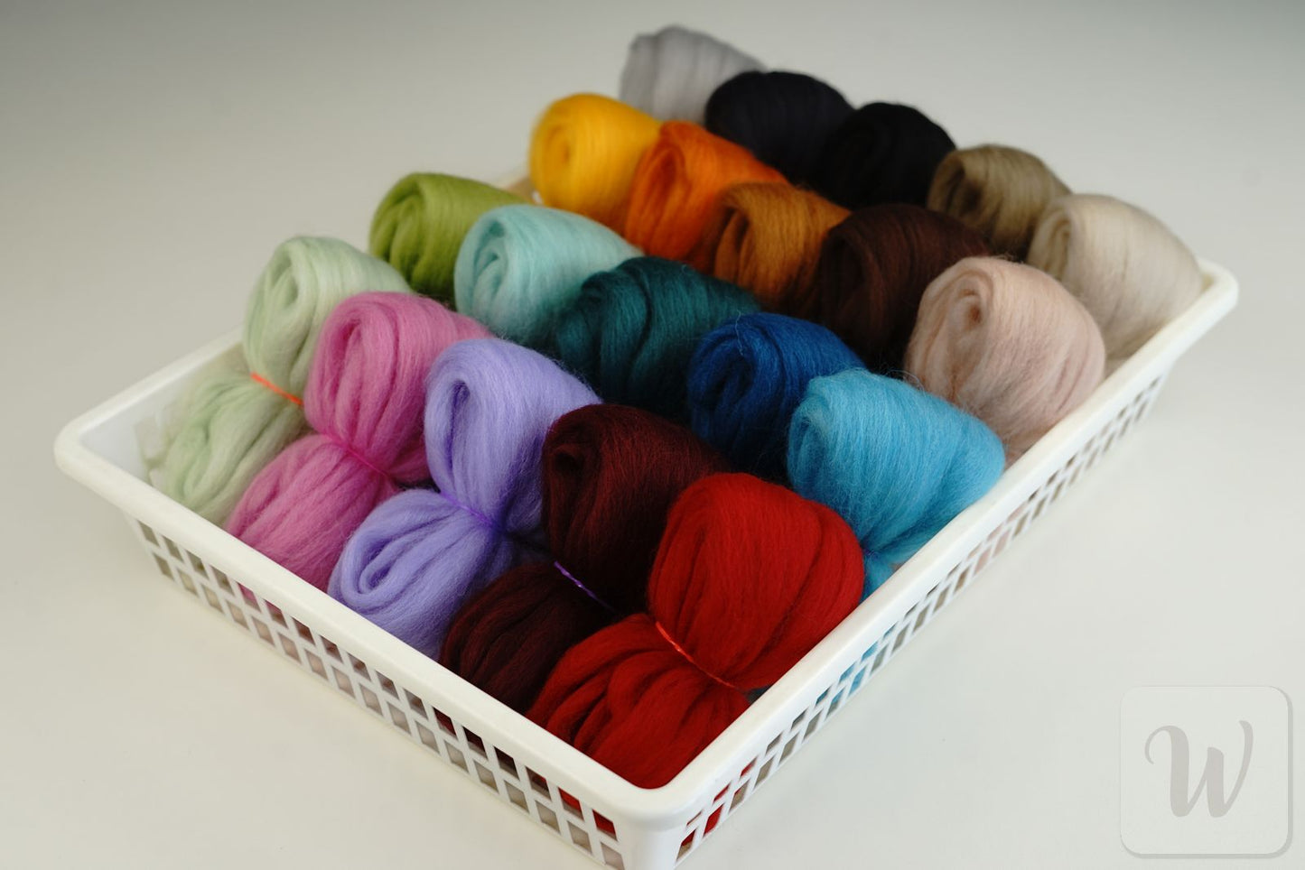 Corriedale Wool Tops Set 20 Colours - Fall Mix / bright and soft wool for needle and wet felting and spinning / 27 microns / long staple / DHG