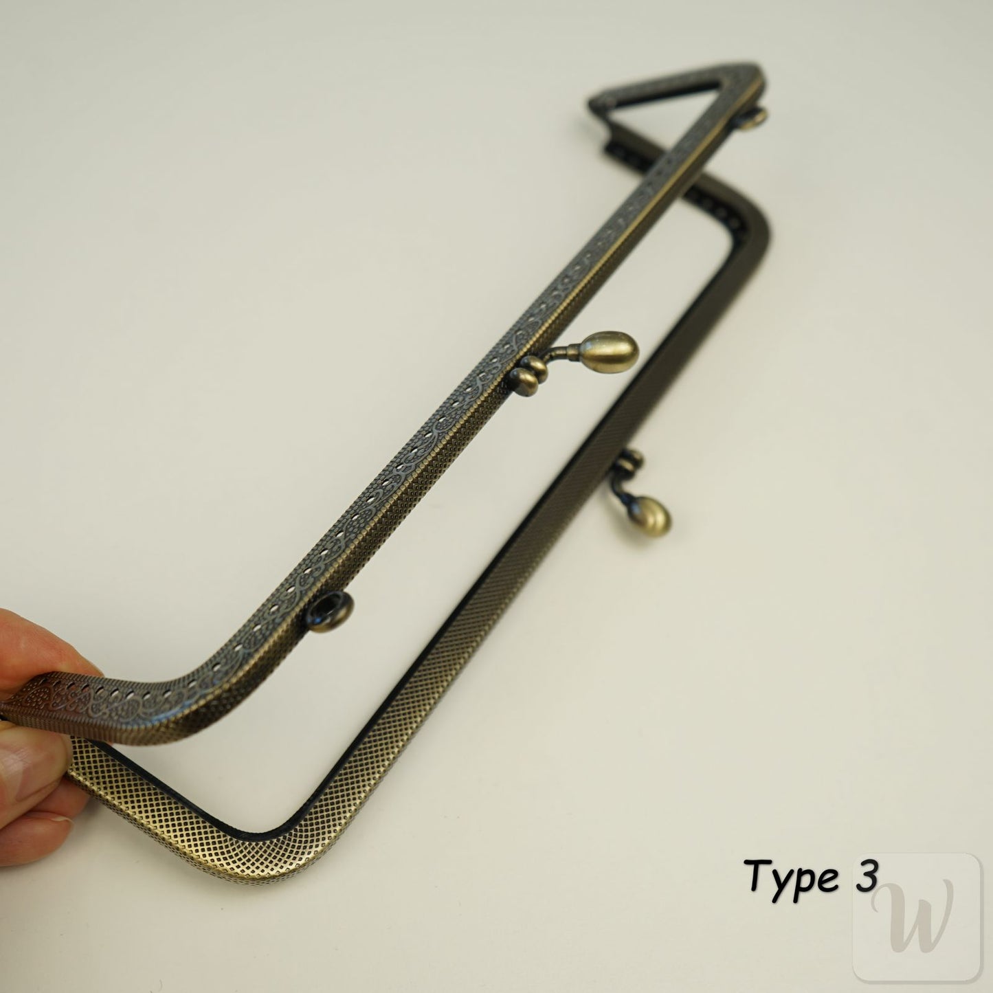 Metal Purse Frame / Bag Frame with Handle – 25 cm – DIY Clutch Hardware / Bronze