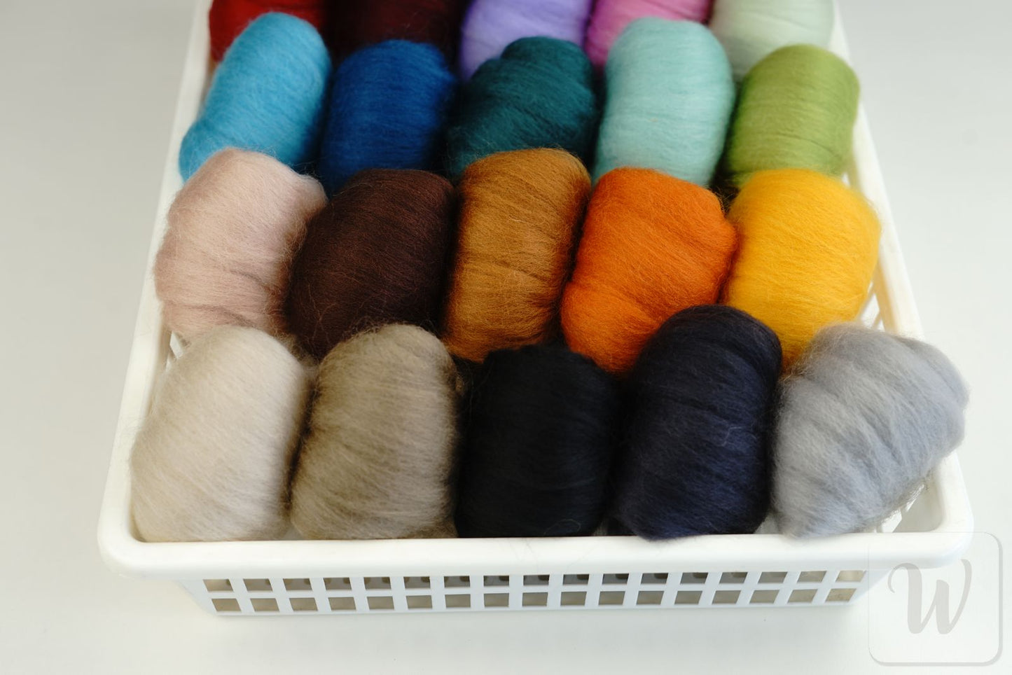 Corriedale Wool Tops Set 20 Colours - Fall Mix / bright and soft wool for needle and wet felting and spinning / 27 microns / long staple / DHG