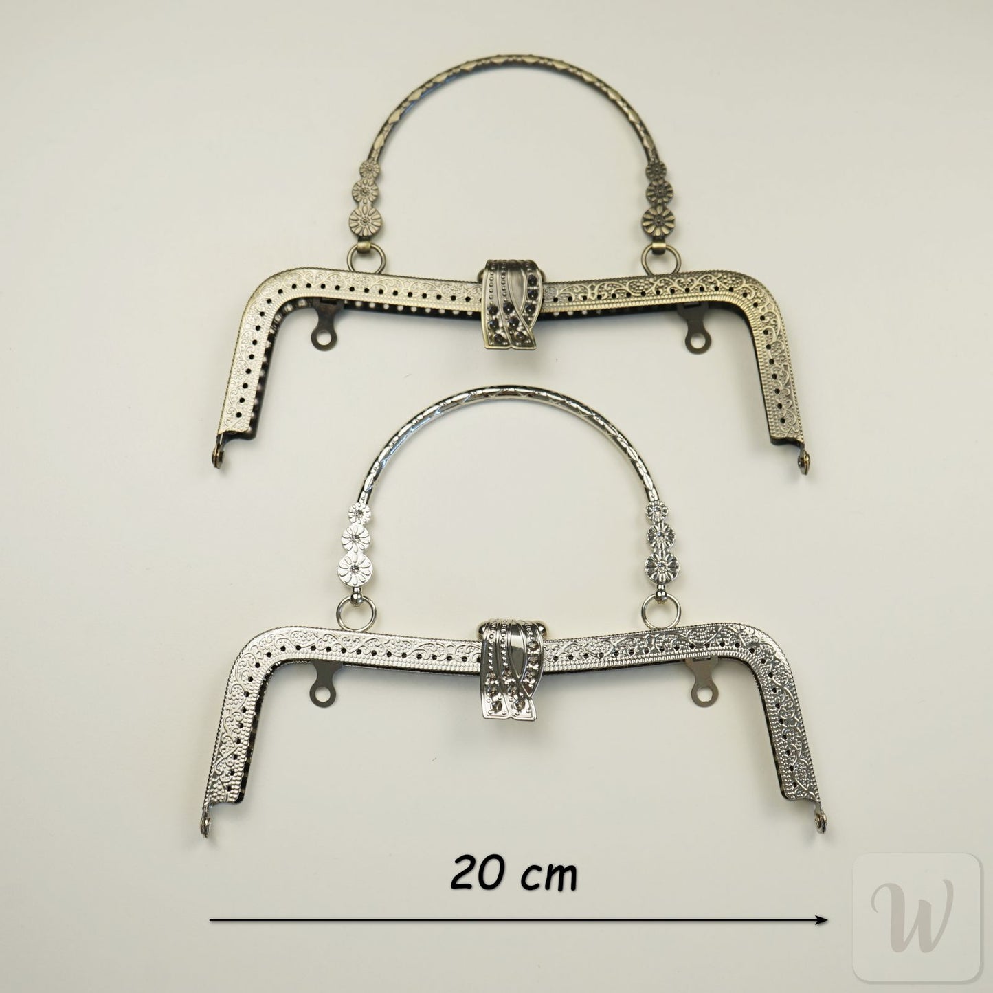 Metal Purse Frame / Bag Frame with Handle – 20 cm  – DIY Clutch Hardware / Bronze and Silver