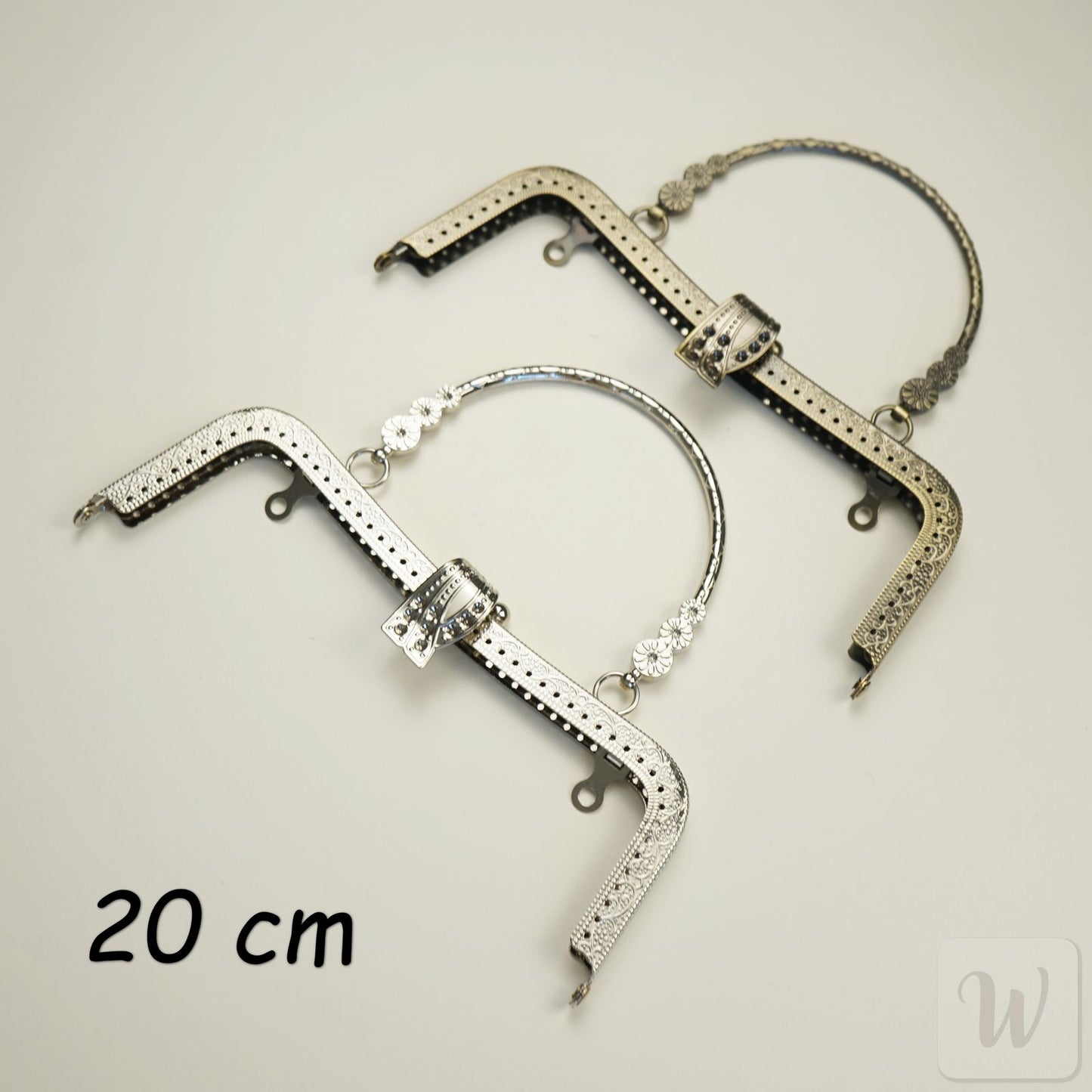 Metal Purse Frame / Bag Frame with Handle – 20 cm  – DIY Clutch Hardware / Bronze and Silver