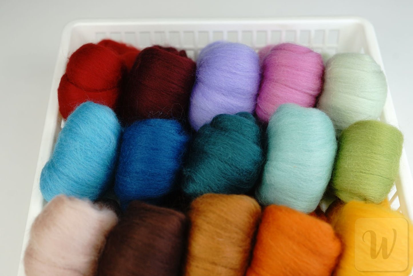 Corriedale Wool Tops Set 20 Colours - Fall Mix / bright and soft wool for needle and wet felting and spinning / 27 microns / long staple / DHG
