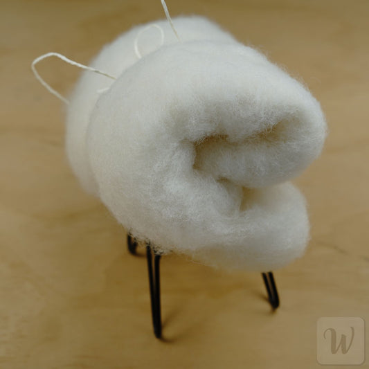 Natural white core carded wool batting for needle and wet felting, undyed New Zealand wool blend
