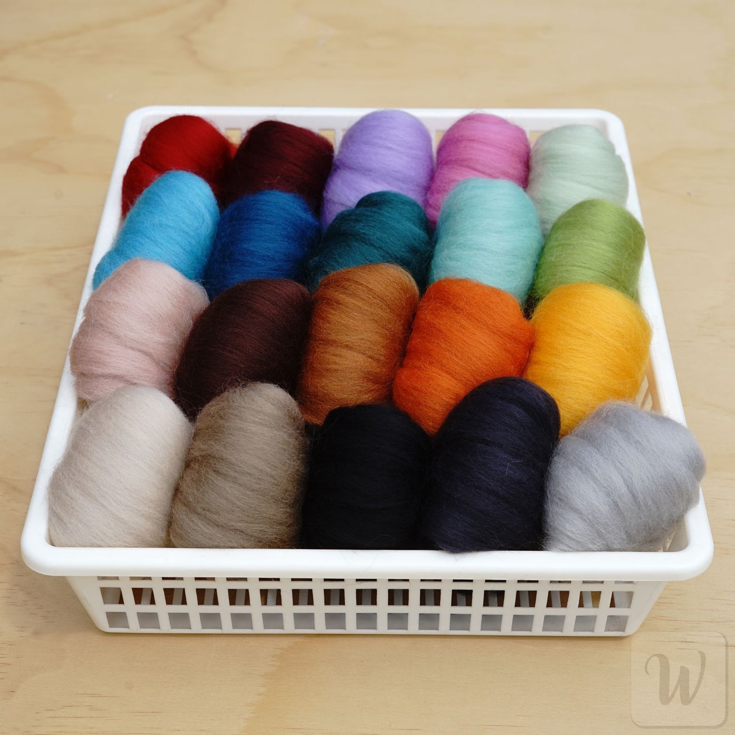 Corriedale Wool Tops Set 20 Colours - Fall Mix / bright and soft wool for needle and wet felting and spinning / 27 microns / long staple / DHG