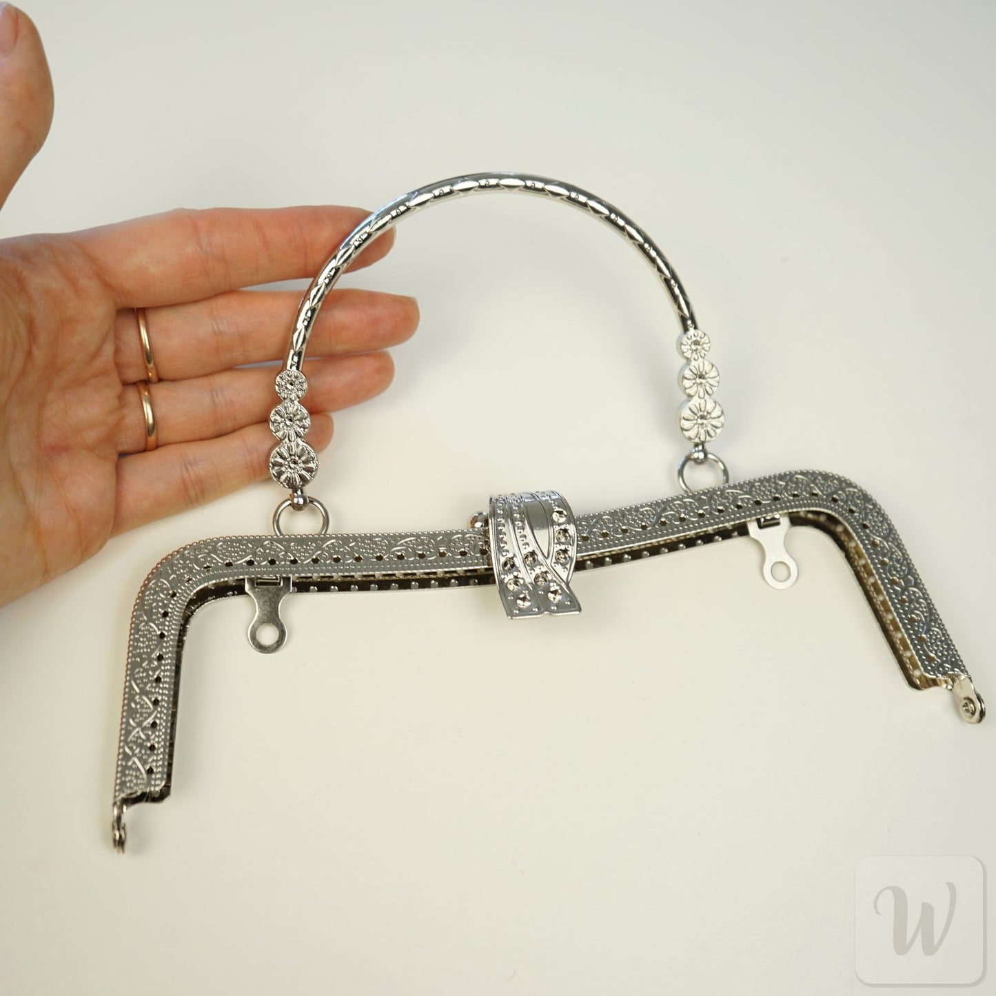 Metal Purse Frame / Bag Frame with Handle – 20 cm  – DIY Clutch Hardware / Bronze and Silver