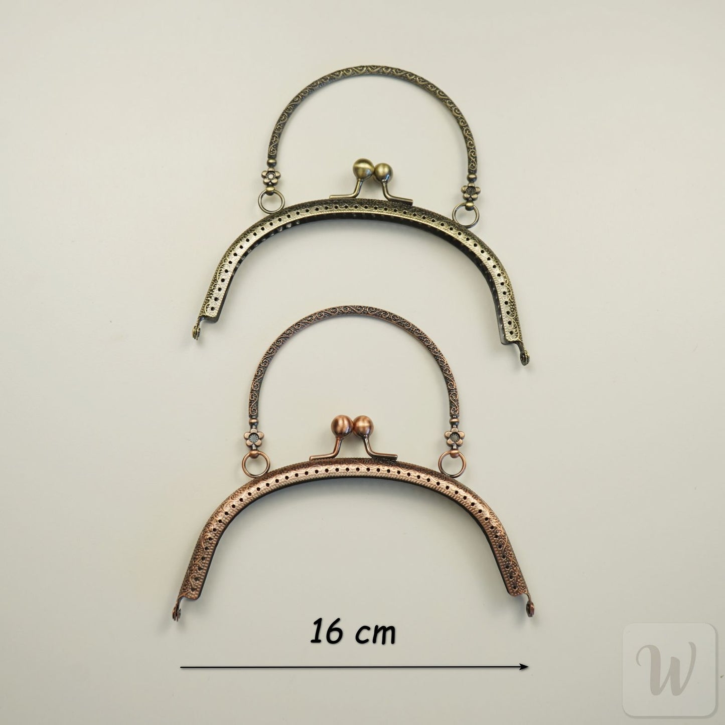 Metal Purse Frame / Bag Frame with Handle – 16 cm  – DIY Clutch Hardware / Red Bronze and Brass