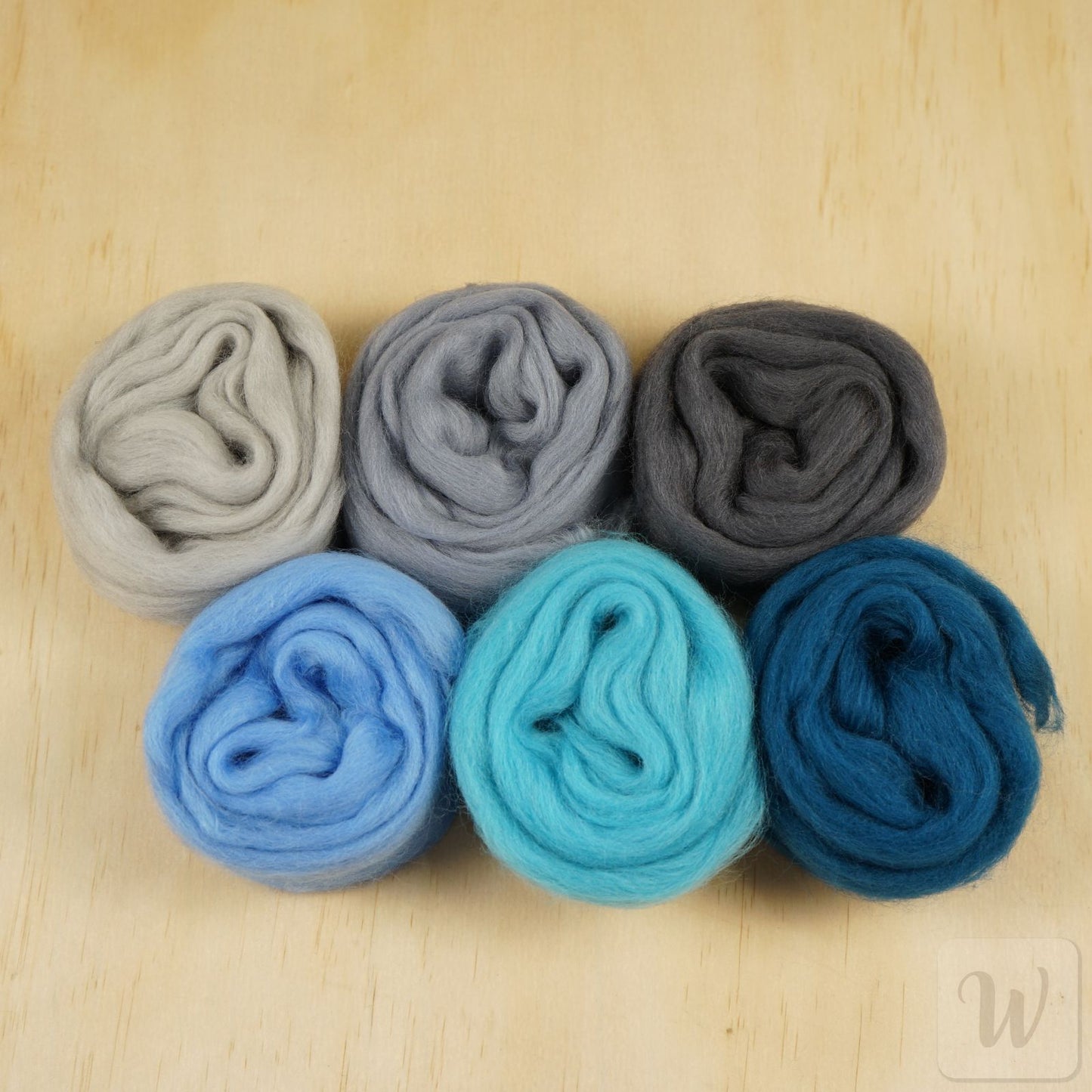 Corriedale Wool Tops Set 6 Colours - Earth & Sky Mix / bright and soft wool for needle and wet felting and spinning / 27 microns / long staple / DHG