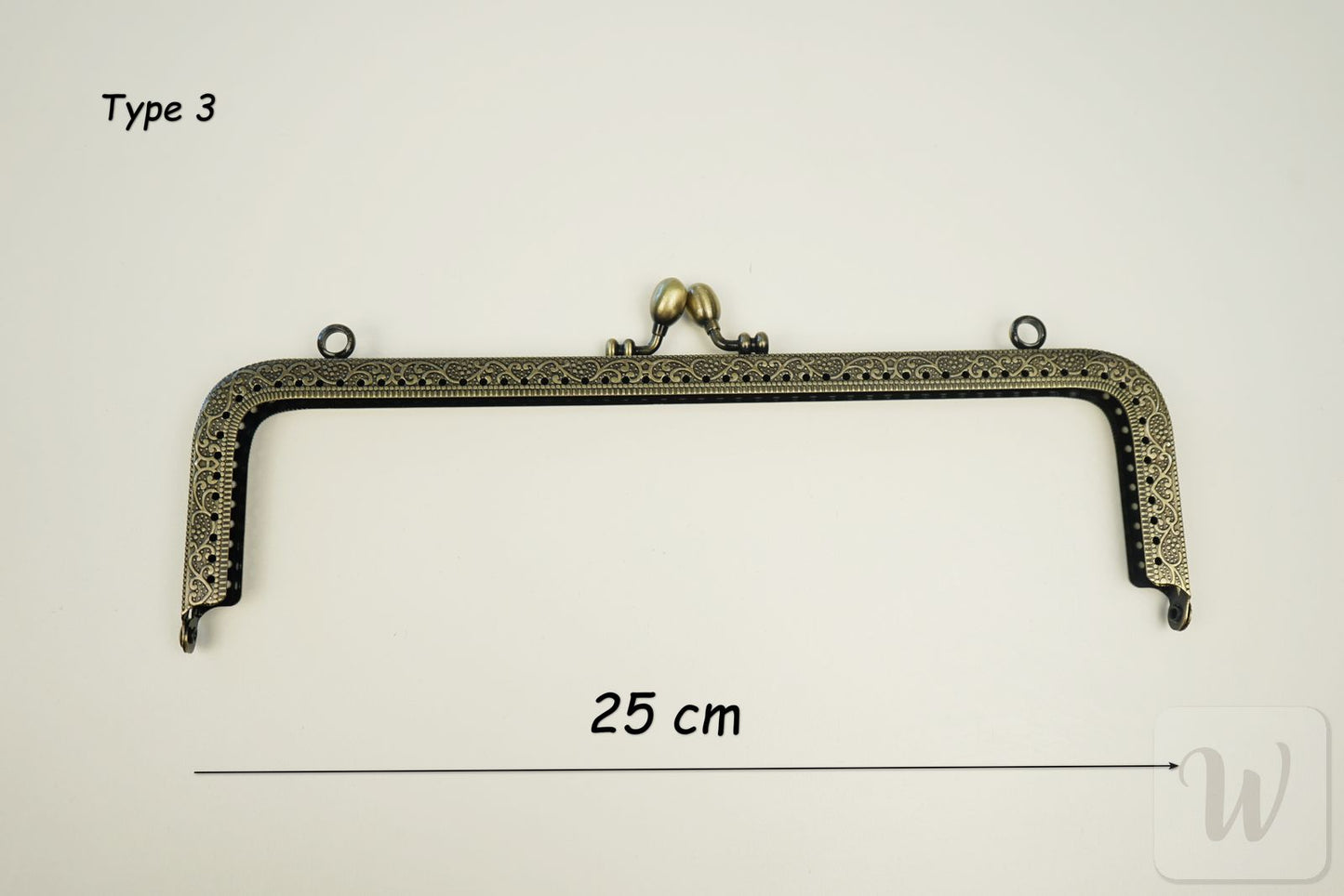 Metal Purse Frame / Bag Frame with Handle – 25 cm – DIY Clutch Hardware / Bronze