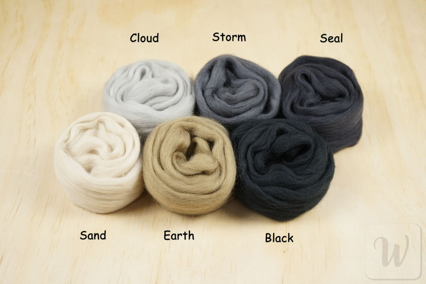 Corriedale Wool Tops Set 6 Colours - Earth Mix / bright and soft wool for needle and wet felting and spinning / 27 microns / long staple / DHG