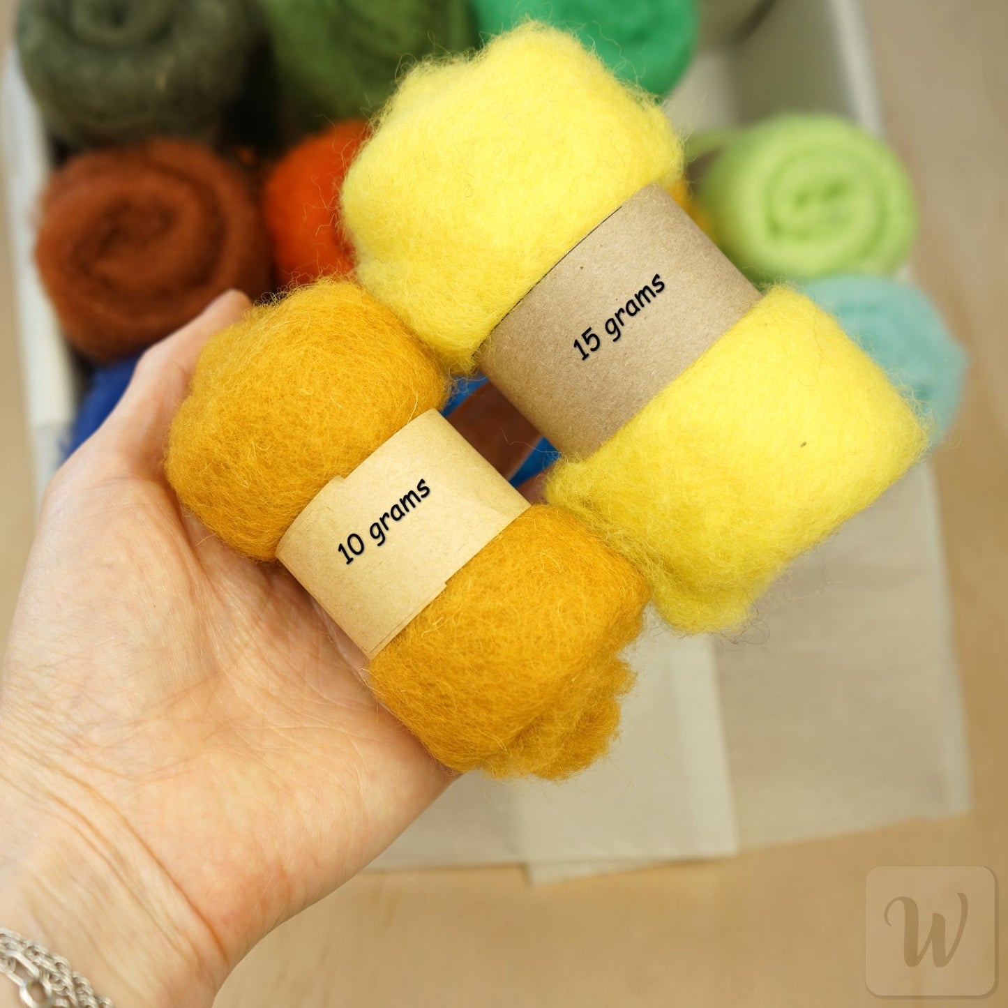 Carded Maori Felting Wool 12 Colours Set – Bright Nature Mix / for needle and wet felting, DHG