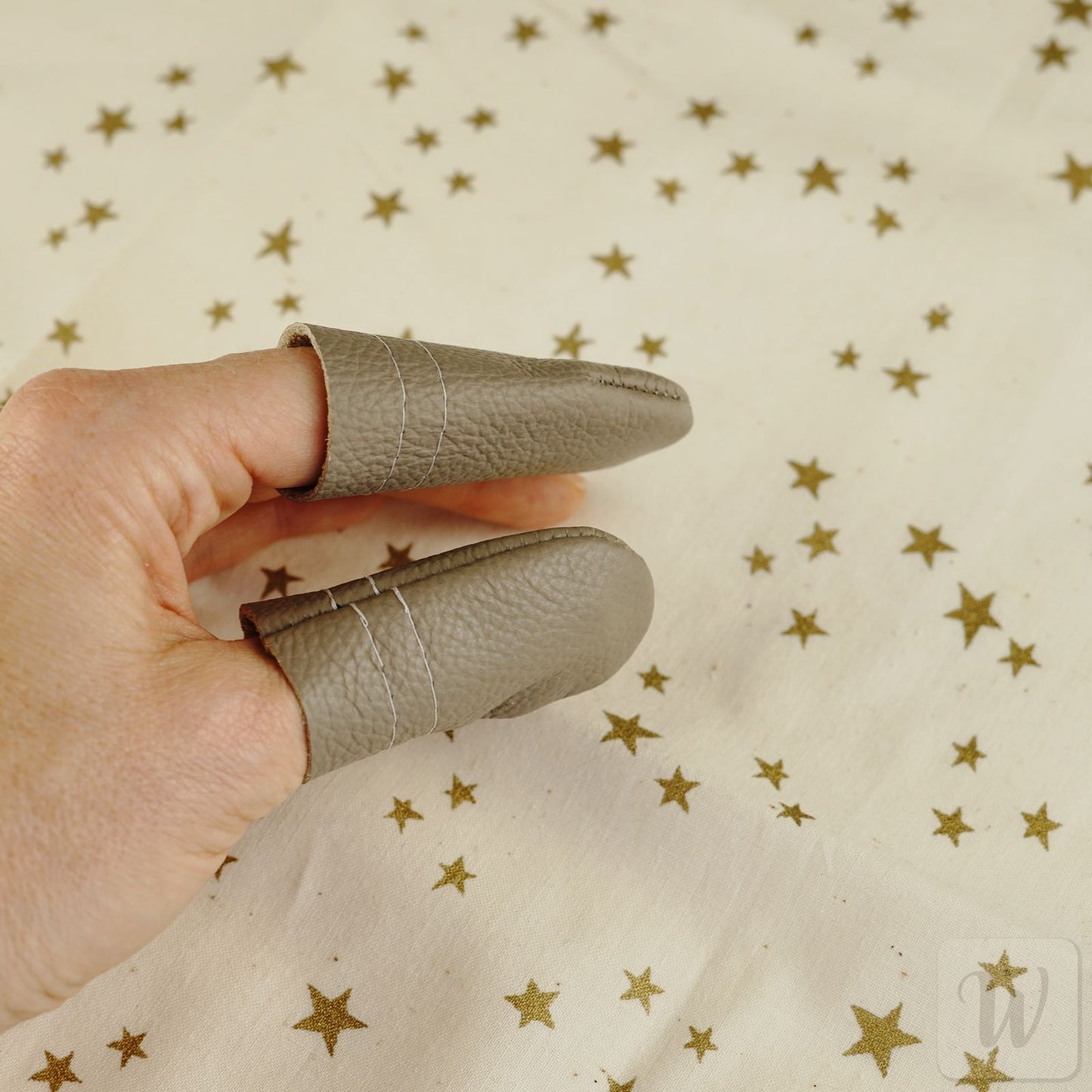 Two Wooden Holders & Leather Finger Cots