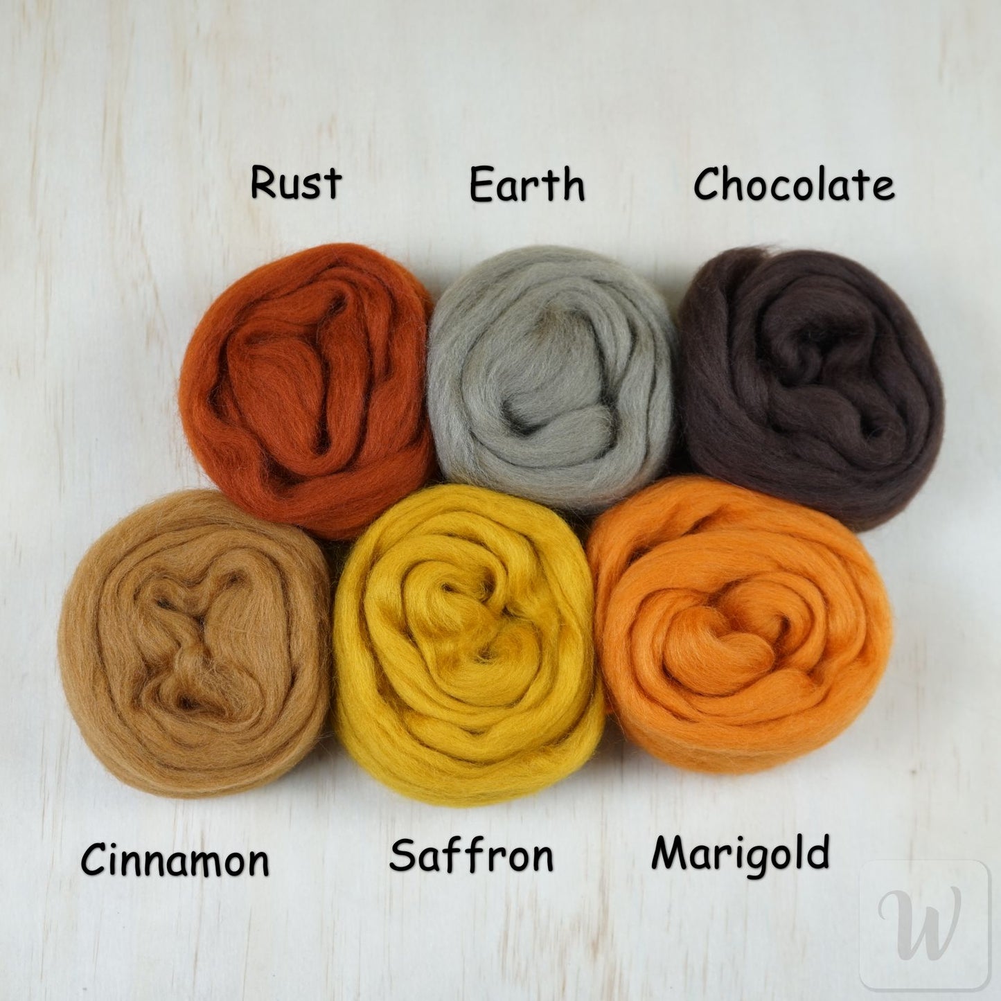 Corriedale Wool Tops Set 6 Colours - Fall Mix / bright and soft wool for needle and wet felting and spinning / 27 microns / long staple / DHG