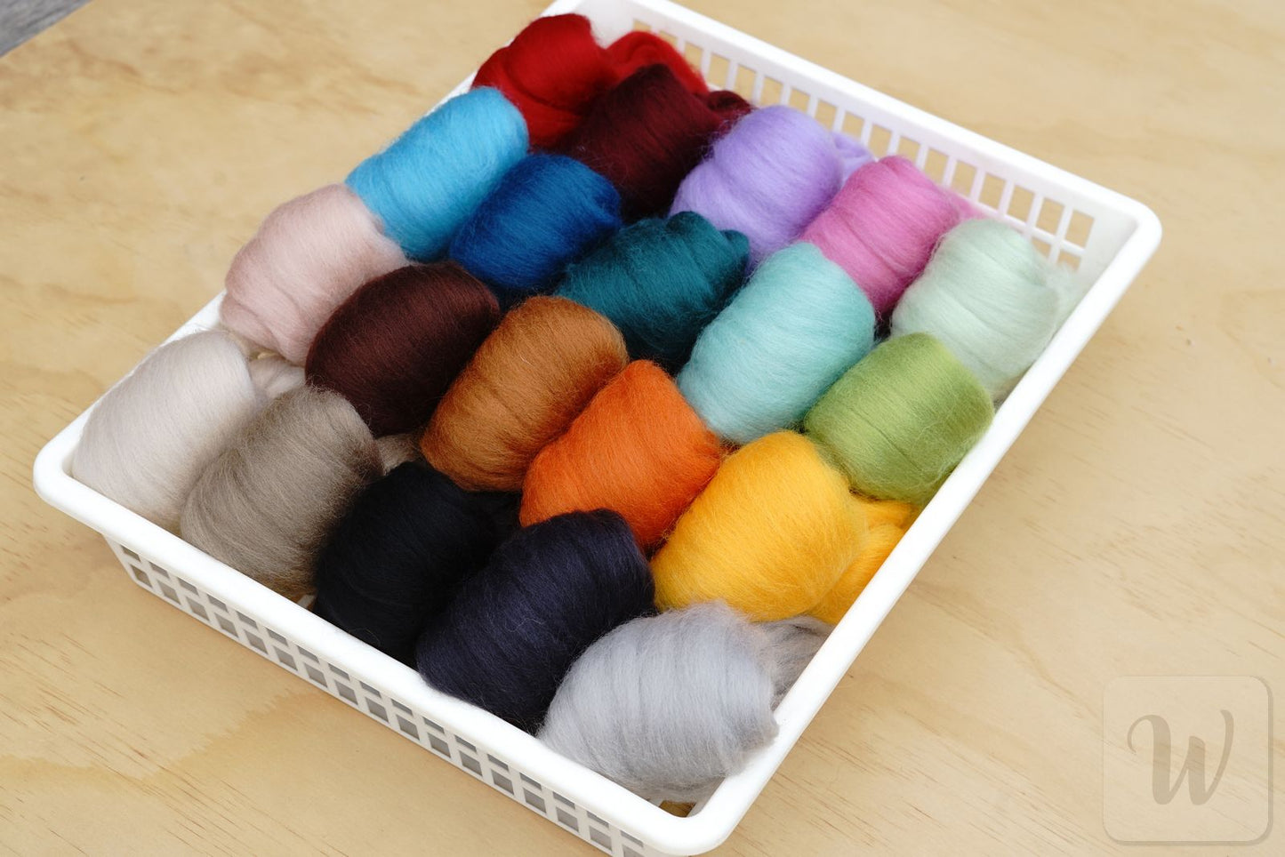 Corriedale Wool Tops Set 20 Colours - Fall Mix / bright and soft wool for needle and wet felting and spinning / 27 microns / long staple / DHG
