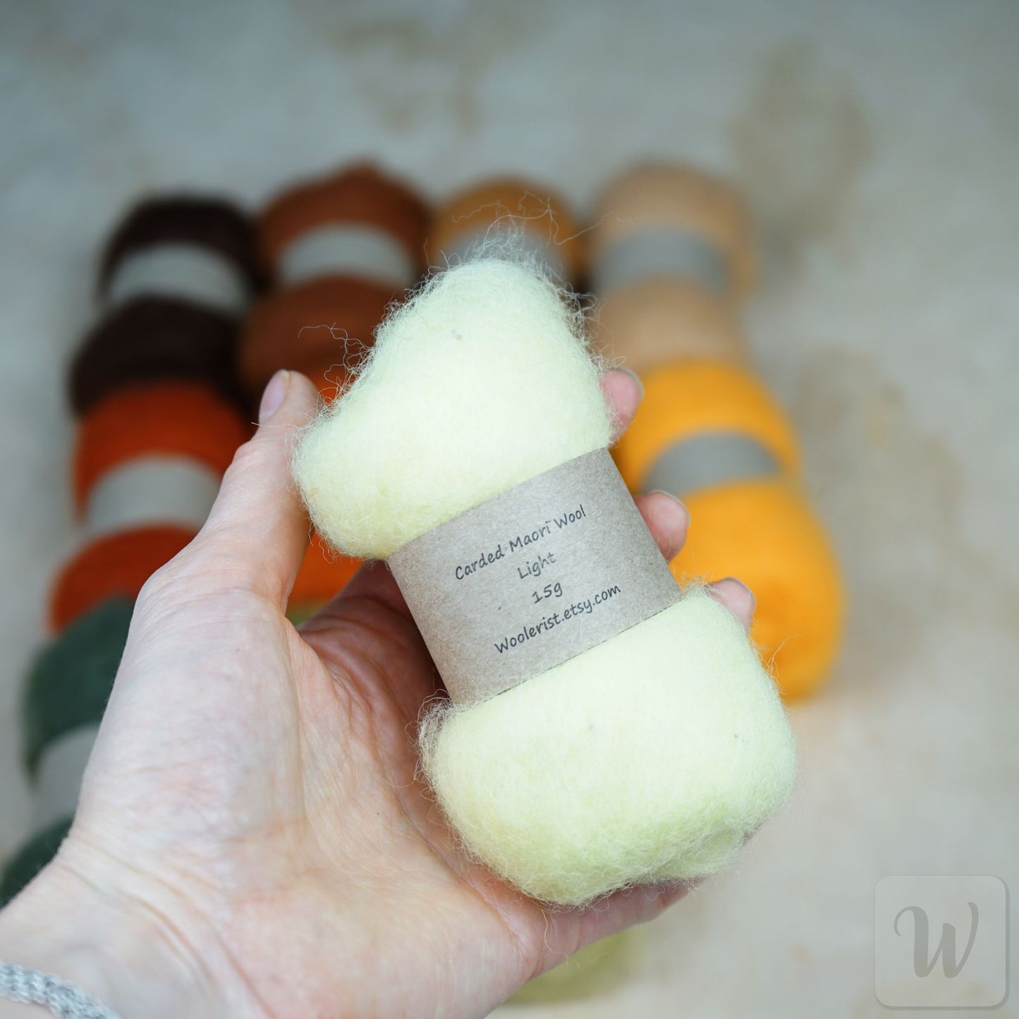 Carded Maori Felting Wool 12 Colours Set – Warm Forest Mix / for needle and wet felting, DHG