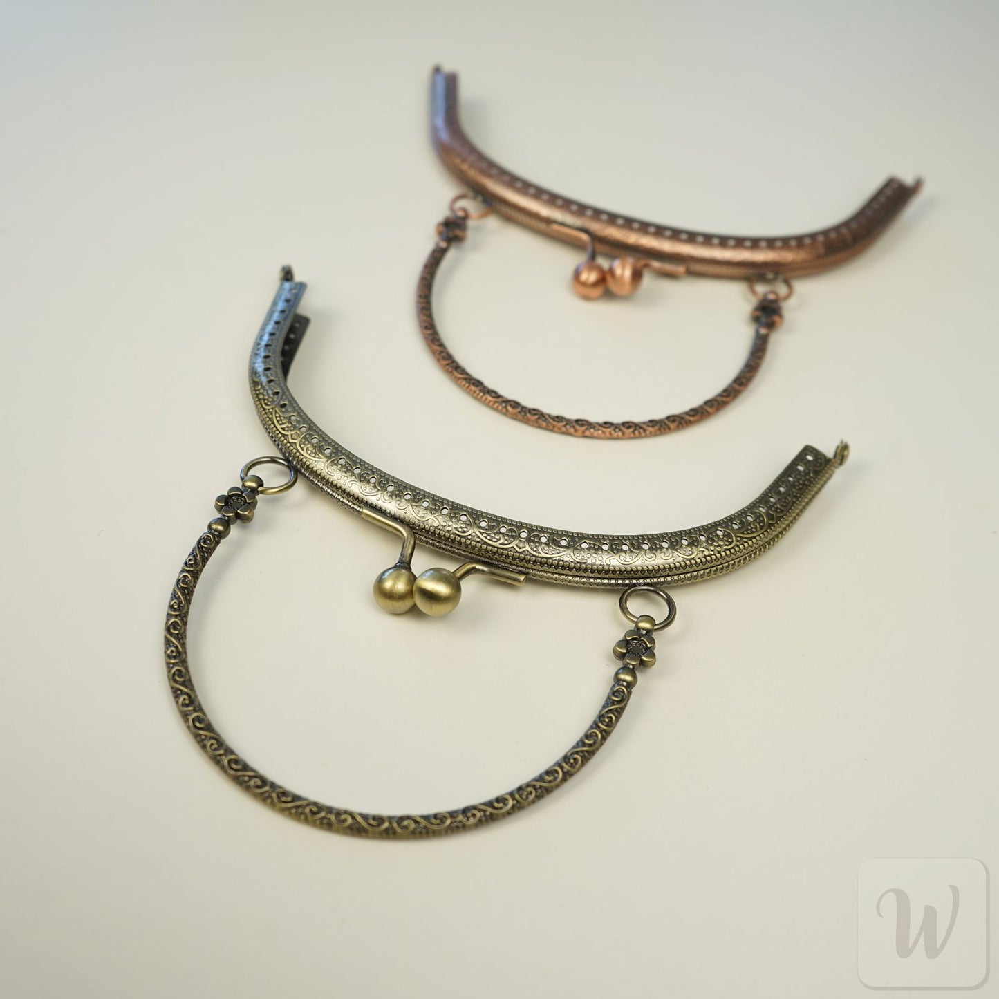 Metal Purse Frame / Bag Frame with Handle – 16 cm  – DIY Clutch Hardware / Red Bronze and Brass