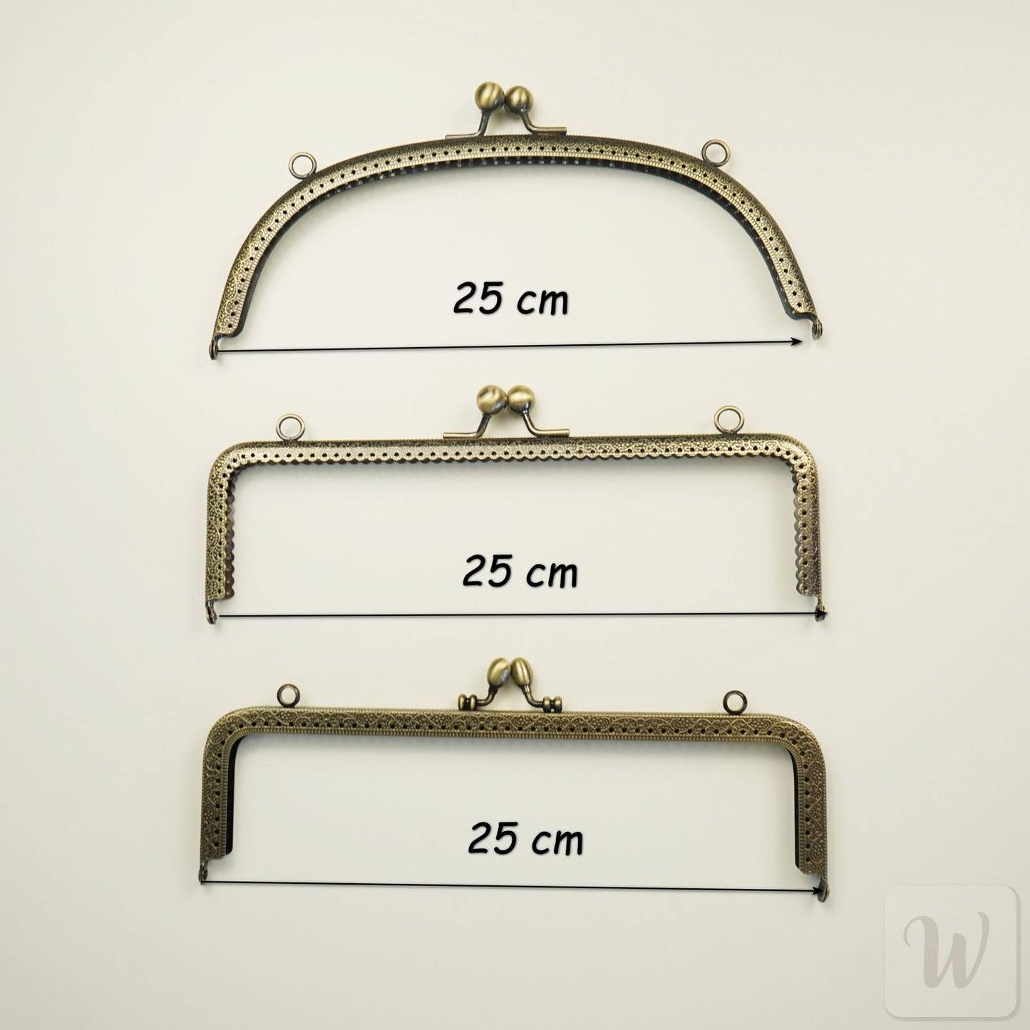 Metal Purse Frame / Bag Frame with Handle – 25 cm – DIY Clutch Hardware / Bronze