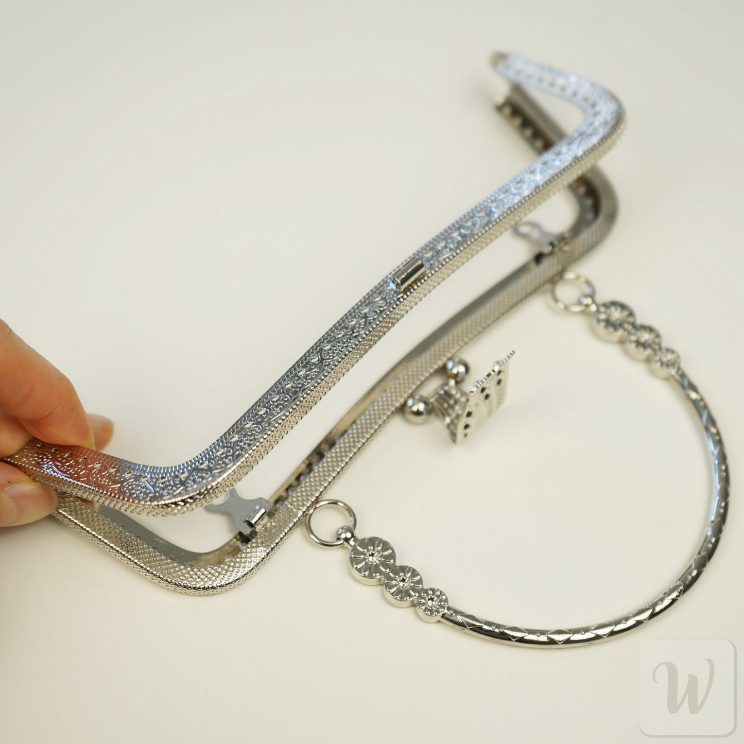 Metal Purse Frame / Bag Frame with Handle – 20 cm  – DIY Clutch Hardware / Bronze and Silver