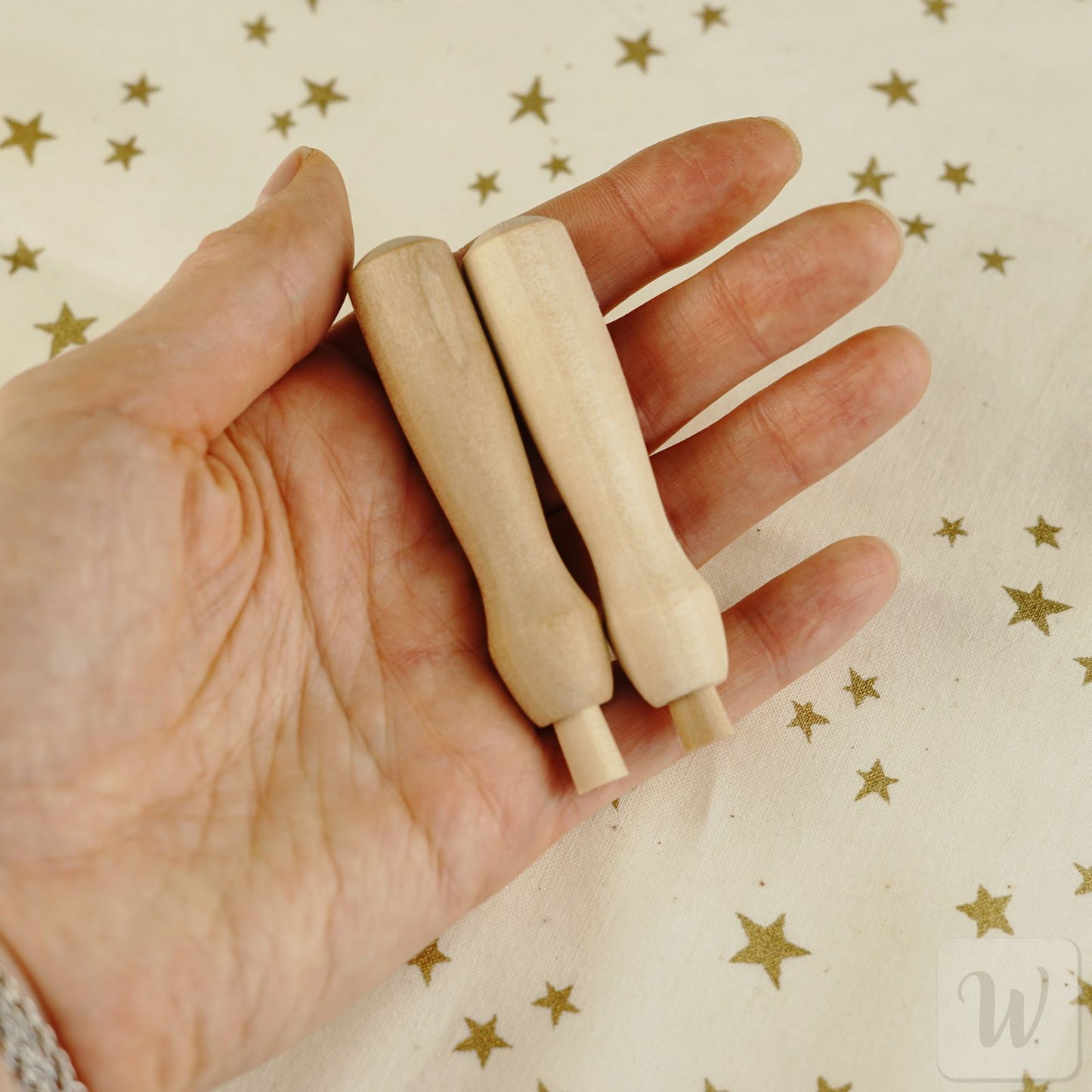 Two Wooden Holders & Leather Finger Cots