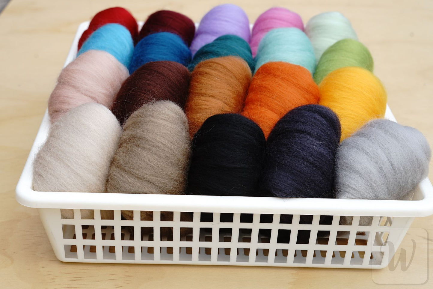 Corriedale Wool Tops Set 20 Colours - Fall Mix / bright and soft wool for needle and wet felting and spinning / 27 microns / long staple / DHG