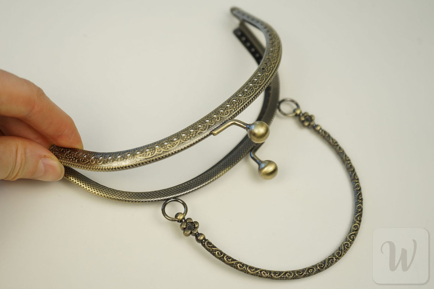 Metal Purse Frame / Bag Frame with Handle – 16 cm  – DIY Clutch Hardware / Red Bronze and Brass