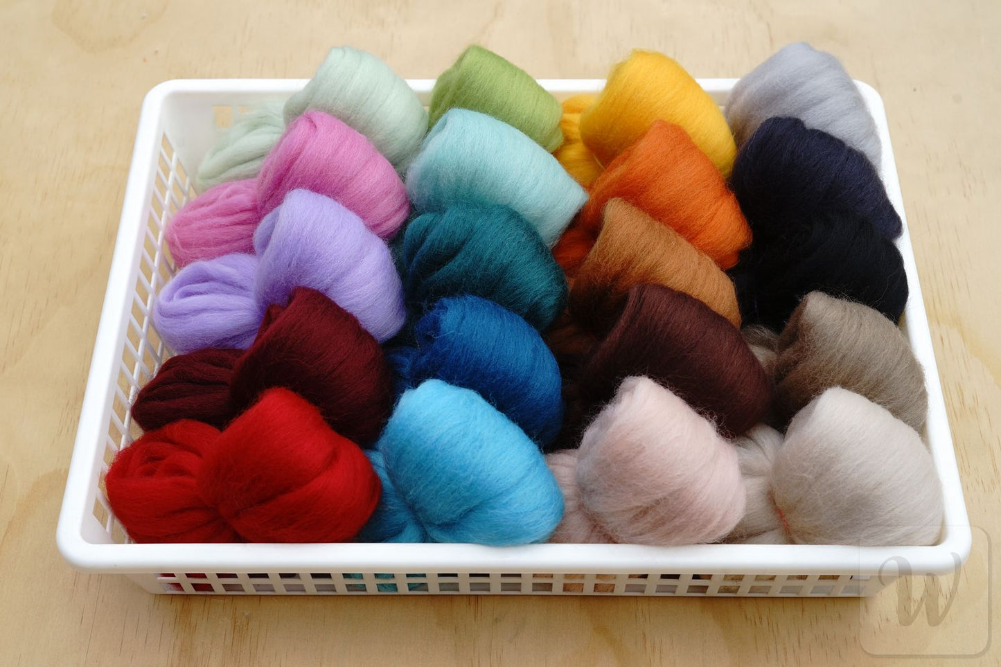 Corriedale Wool Tops Set 20 Colours - Fall Mix / bright and soft wool for needle and wet felting and spinning / 27 microns / long staple / DHG