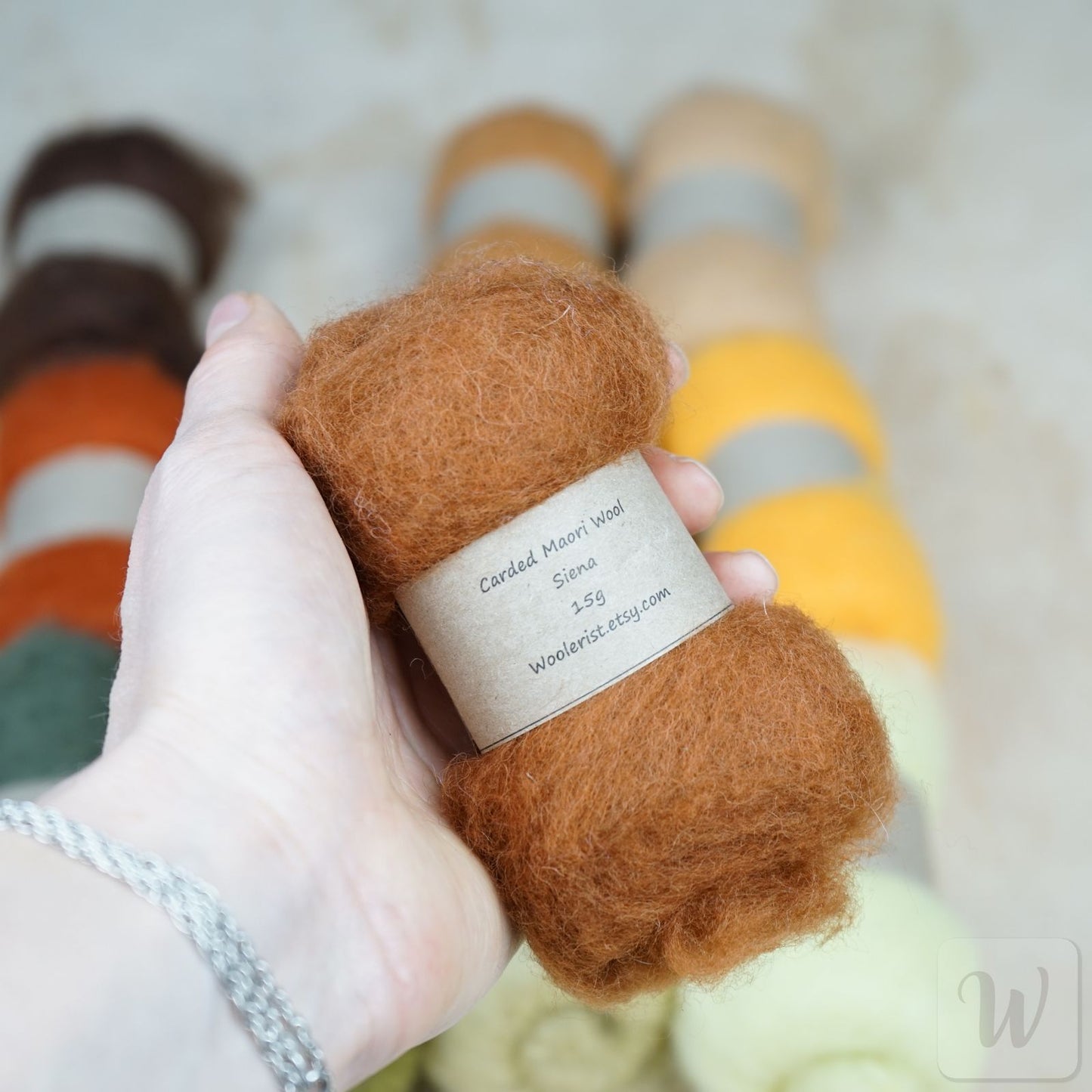 Carded Maori Felting Wool 12 Colours Set – Warm Forest Mix / for needle and wet felting, DHG