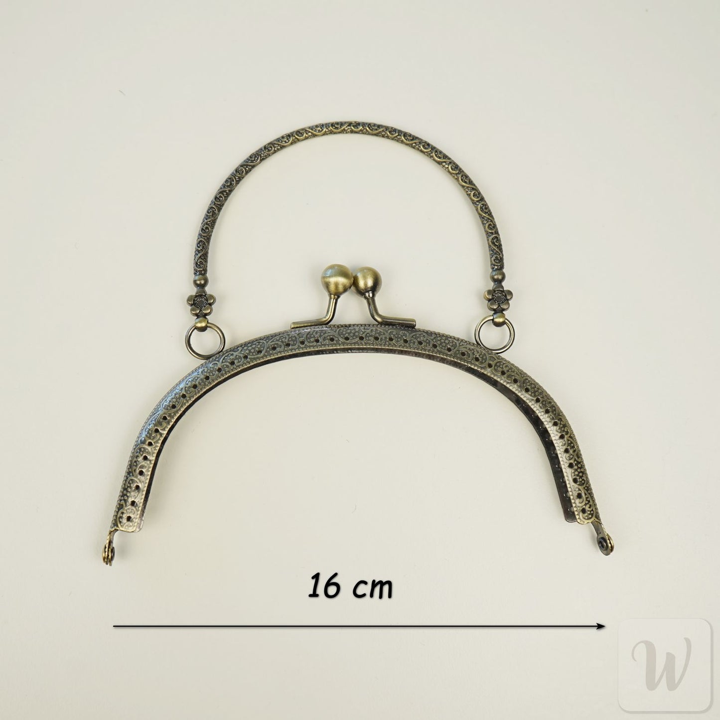 Metal Purse Frame / Bag Frame with Handle – 16 cm  – DIY Clutch Hardware / Red Bronze and Brass