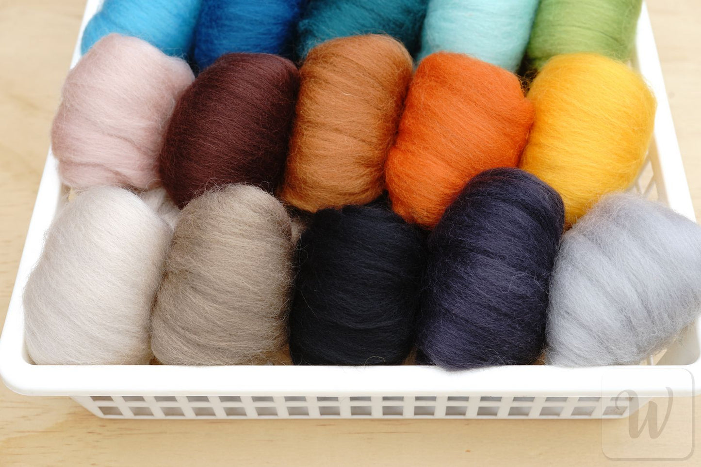Corriedale Wool Tops Set 20 Colours - Fall Mix / bright and soft wool for needle and wet felting and spinning / 27 microns / long staple / DHG