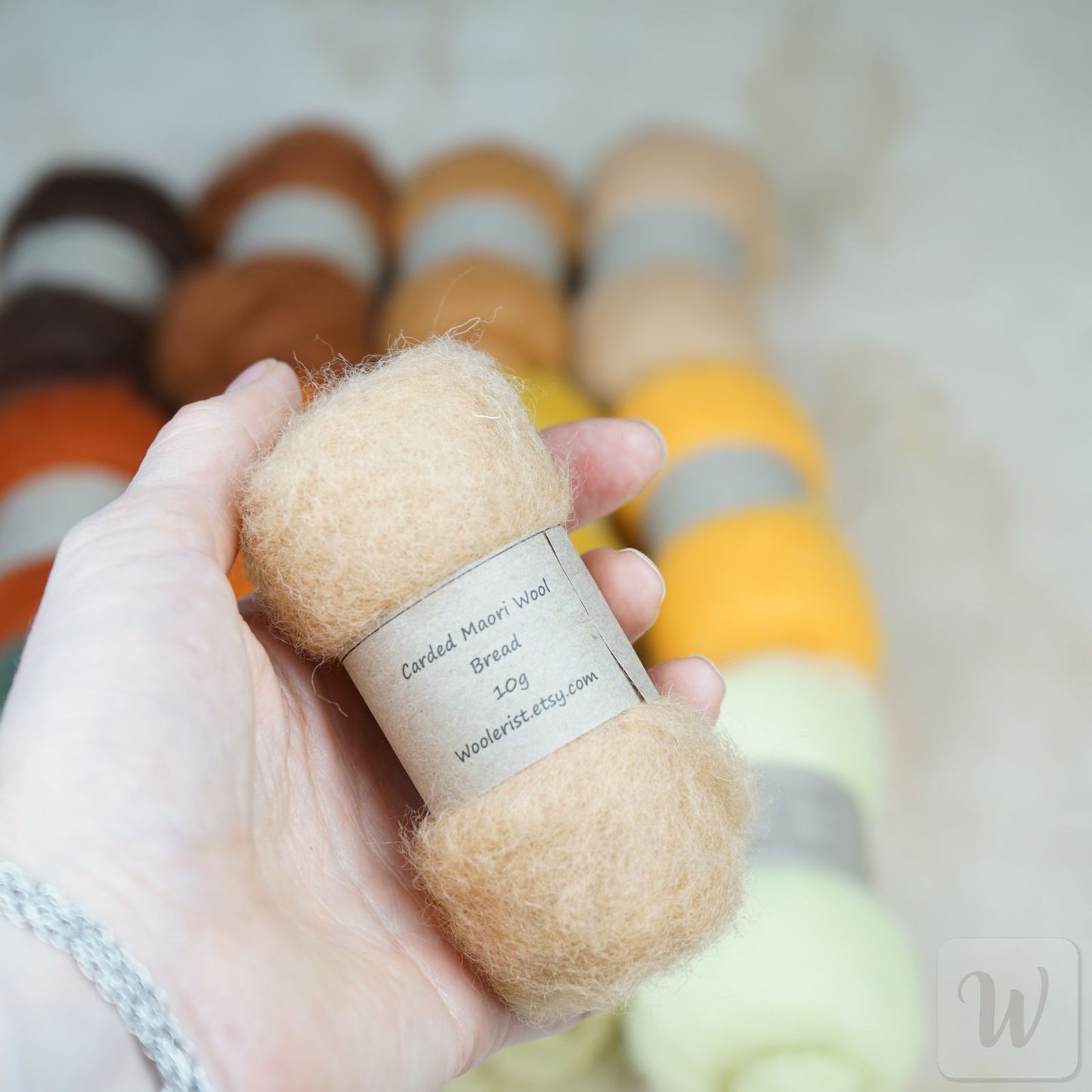 Carded Maori Felting Wool 12 Colours Set – Warm Forest Mix / for needle and wet felting, DHG