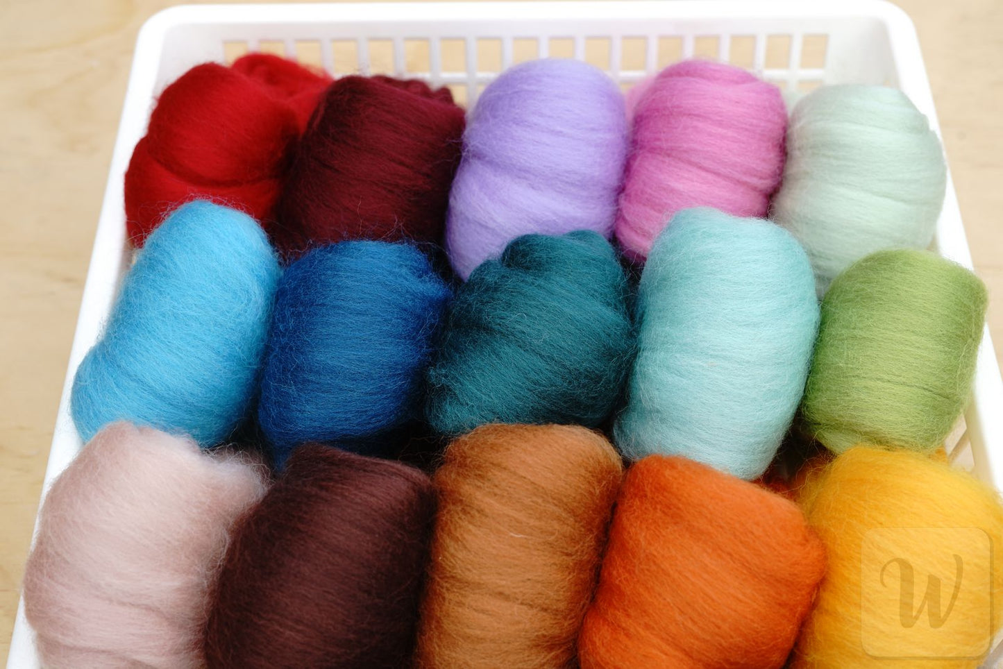 Corriedale Wool Tops Set 20 Colours - Fall Mix / bright and soft wool for needle and wet felting and spinning / 27 microns / long staple / DHG