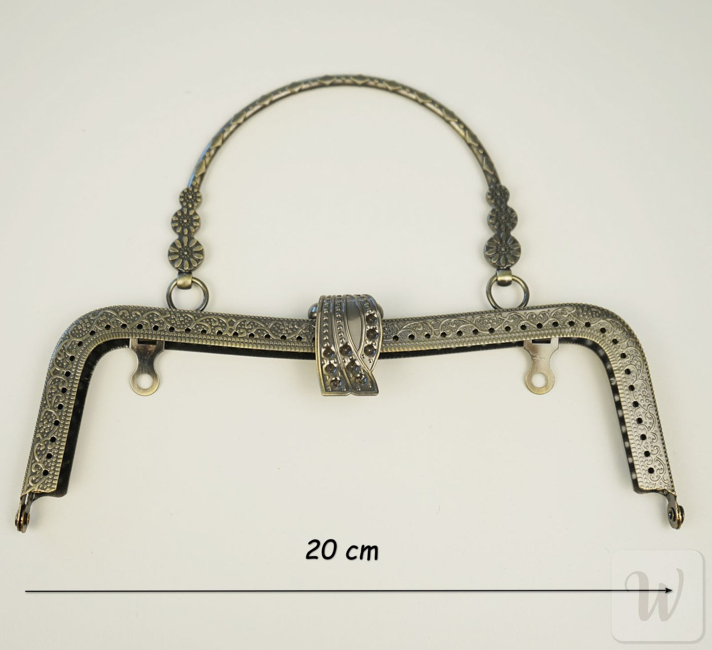 Metal Purse Frame / Bag Frame with Handle – 20 cm  – DIY Clutch Hardware / Bronze and Silver