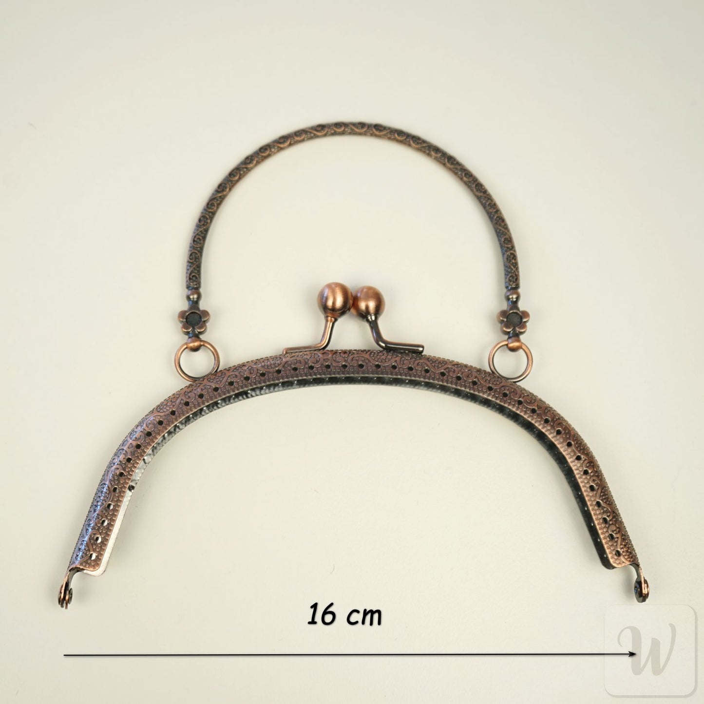 Metal Purse Frame / Bag Frame with Handle – 16 cm  – DIY Clutch Hardware / Red Bronze and Brass