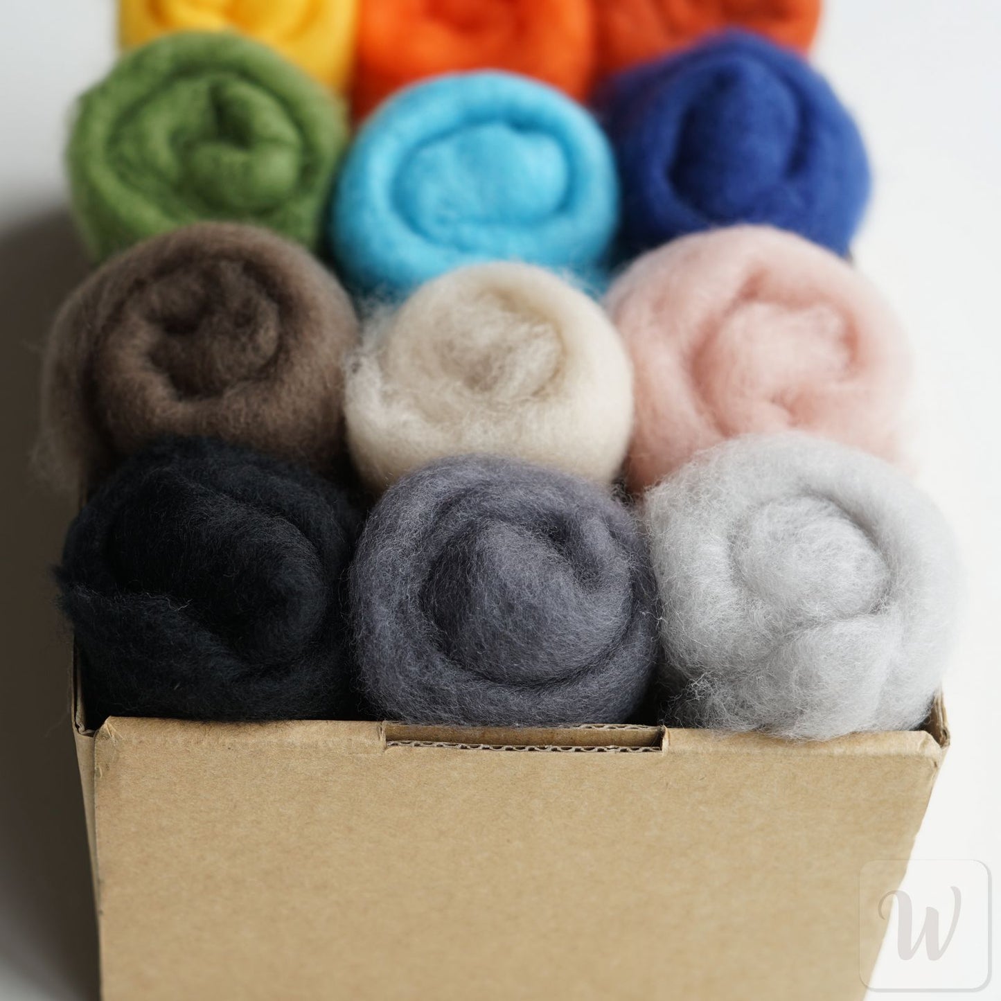 Extra Fine Merino 12 Colours Wool Set / Super Soft Carded Felting Wool / 19 microns / Perfect for Delicate and Detailed felting / DHG