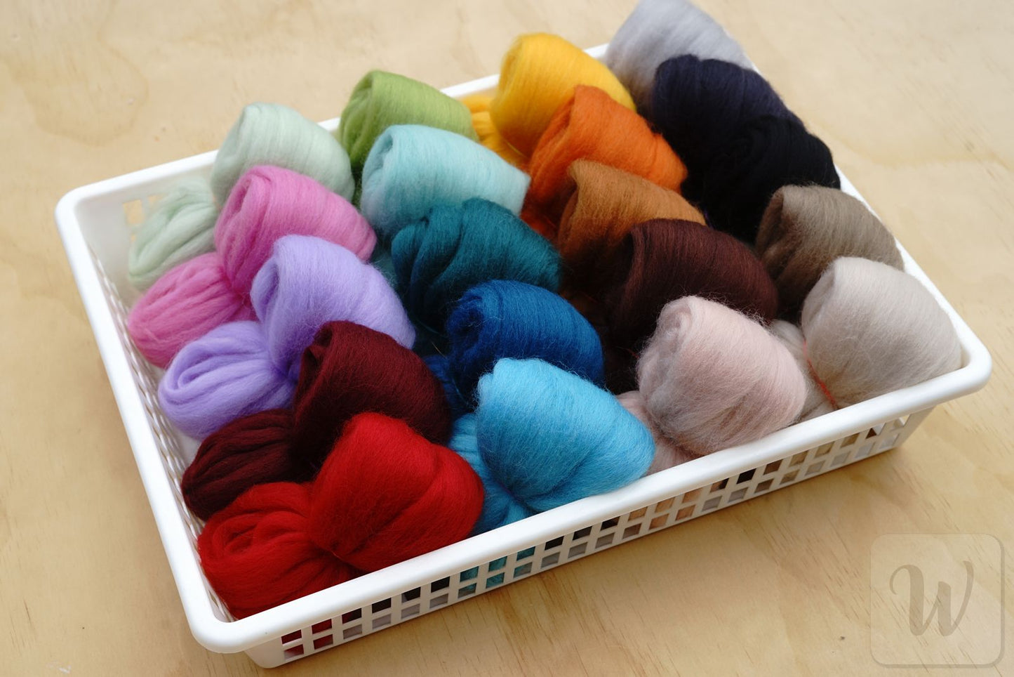 Corriedale Wool Tops Set 20 Colours - Fall Mix / bright and soft wool for needle and wet felting and spinning / 27 microns / long staple / DHG