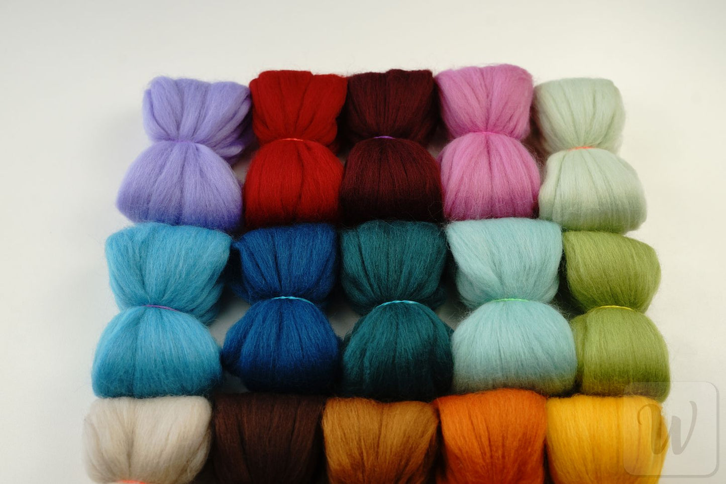 Corriedale Wool Tops Set 20 Colours - Fall Mix / bright and soft wool for needle and wet felting and spinning / 27 microns / long staple / DHG