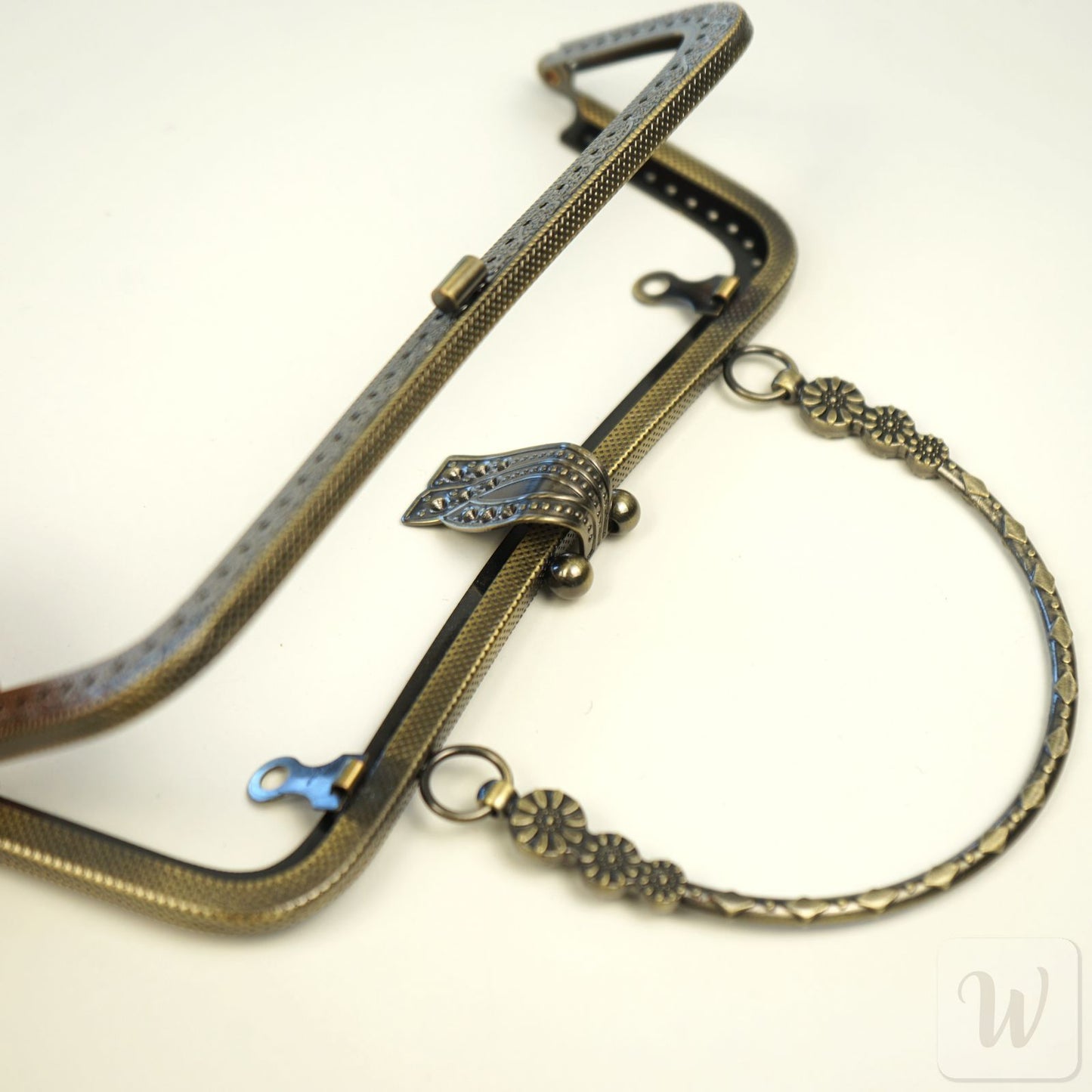 Metal Purse Frame / Bag Frame with Handle – 20 cm  – DIY Clutch Hardware / Bronze and Silver