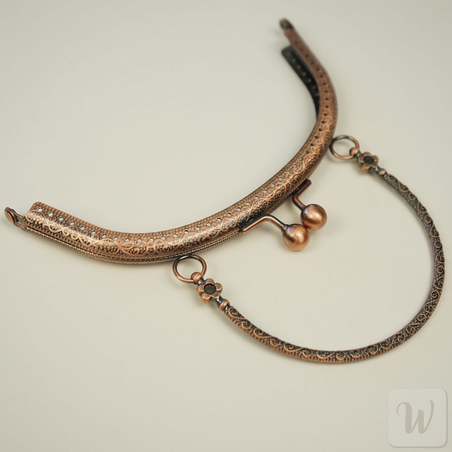 Metal Purse Frame / Bag Frame with Handle – 16 cm  – DIY Clutch Hardware / Red Bronze and Brass
