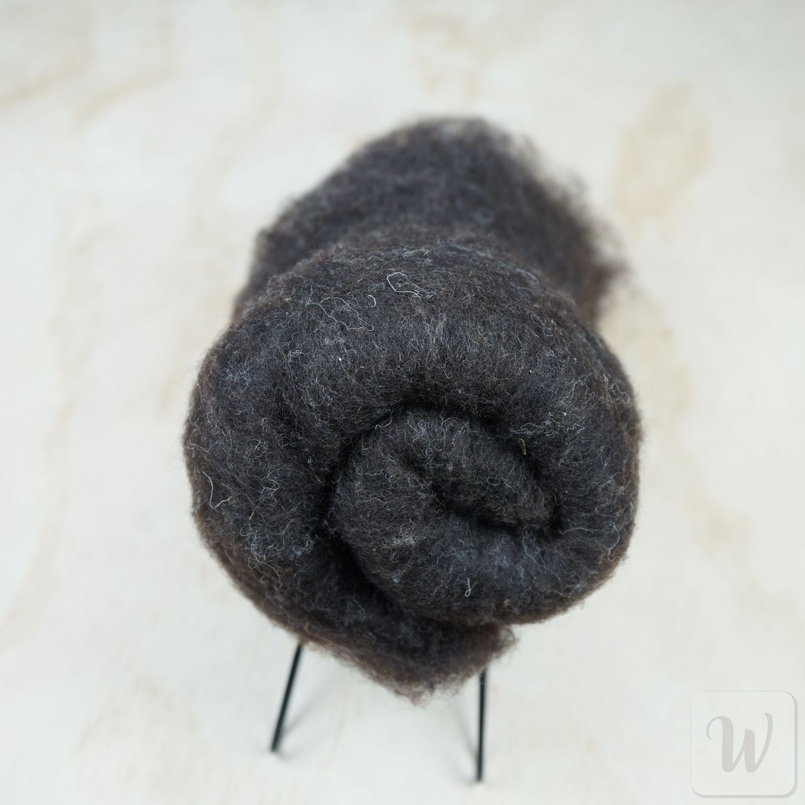Bergschaf wool batt in natural dark brown colour, undyed carded wool, 33 microns, strong and durable for felting