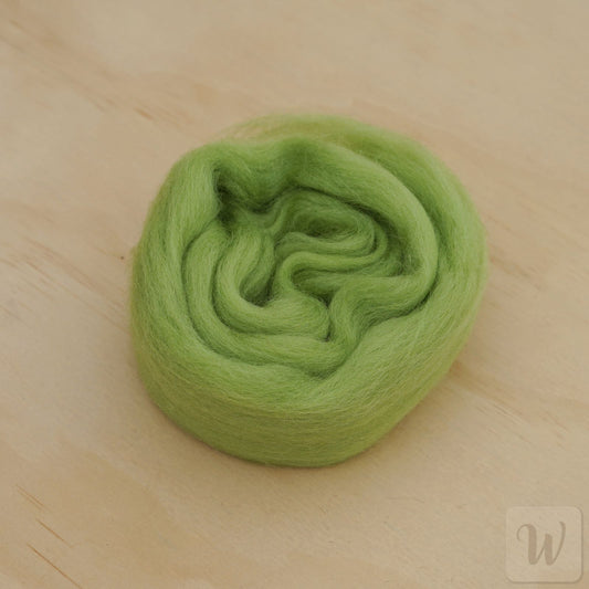 Corriedale wool tops roving in vibrant Caipirinha colour, soft smooth fibres for spinning and felting