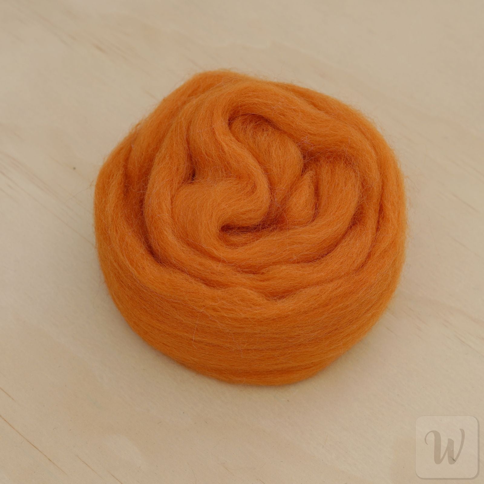 Corriedale wool tops roving in vibrant Marigold yellow colour, soft smooth fibres for spinning and felting